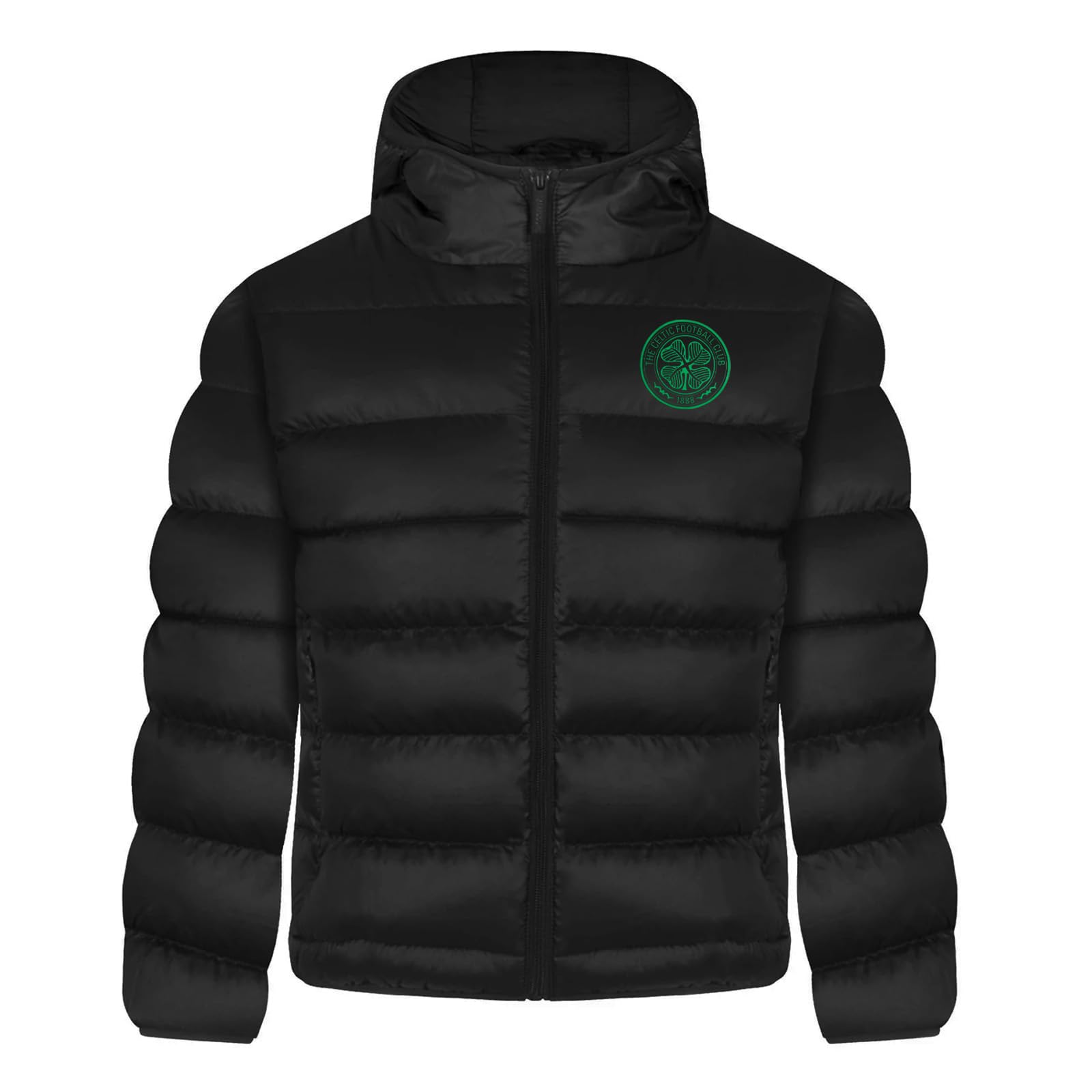 Celtic FC Official Soccer Jacket for Boys - Quilted Hooded Winter Coat - Perfect for Games, Training & Outdoor Activities