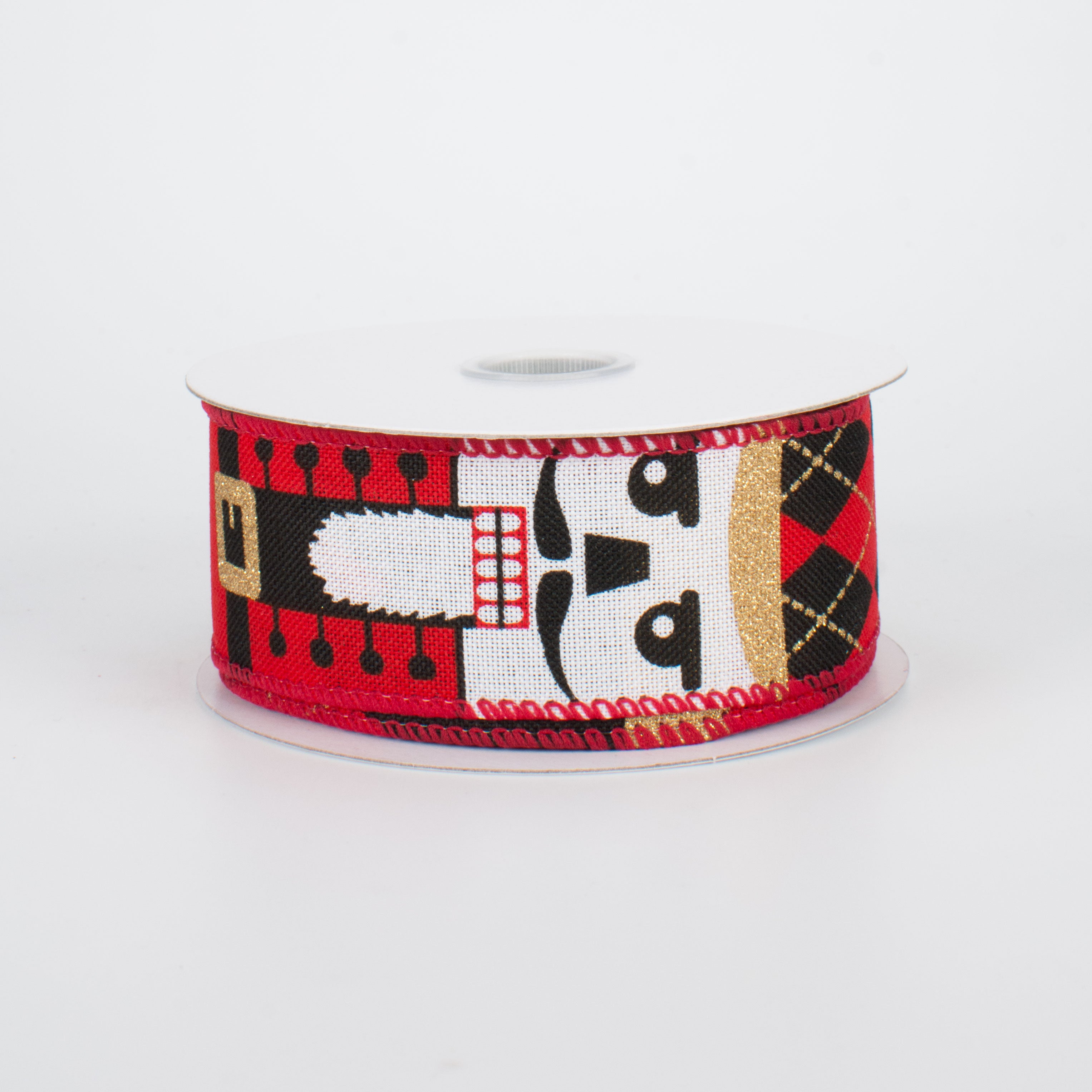 1.5 Inch Faux Canvas Nutcracker Ribbon - 10 Yards Bulk Roll for Christmas Decorations, Gift Wrapping, and DIY Crafts