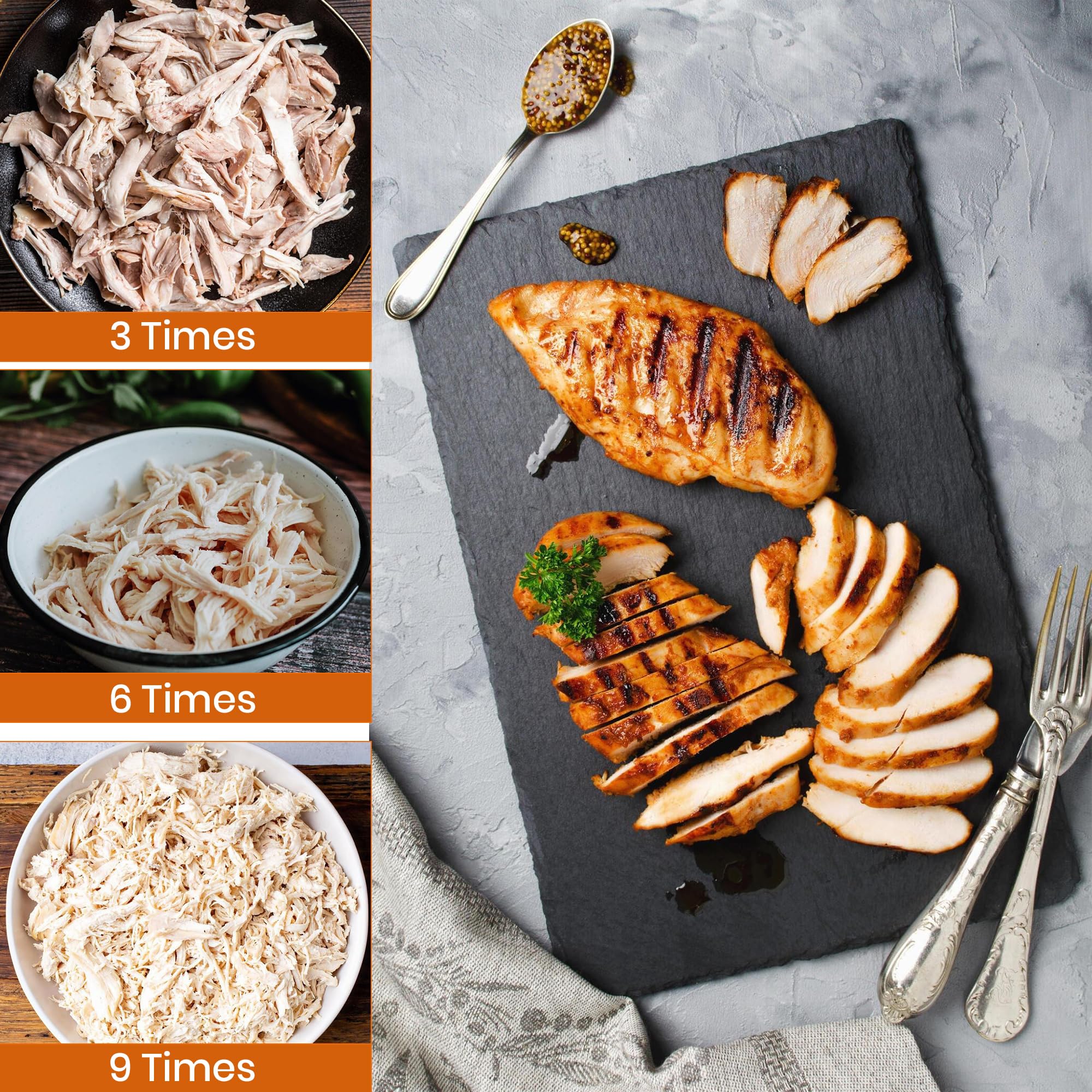 Premium Chicken Shredder Tool with Non-Slip Base & Cleaning Brush - Durable Meat Shredder for Chicken Breast, Pulled Pork & Meal Prep - Compact Kitchen Gadget for Home Cooks & BBQ Enthusiasts - Perfect for Tacos, Sandwiches & Salad Toppings