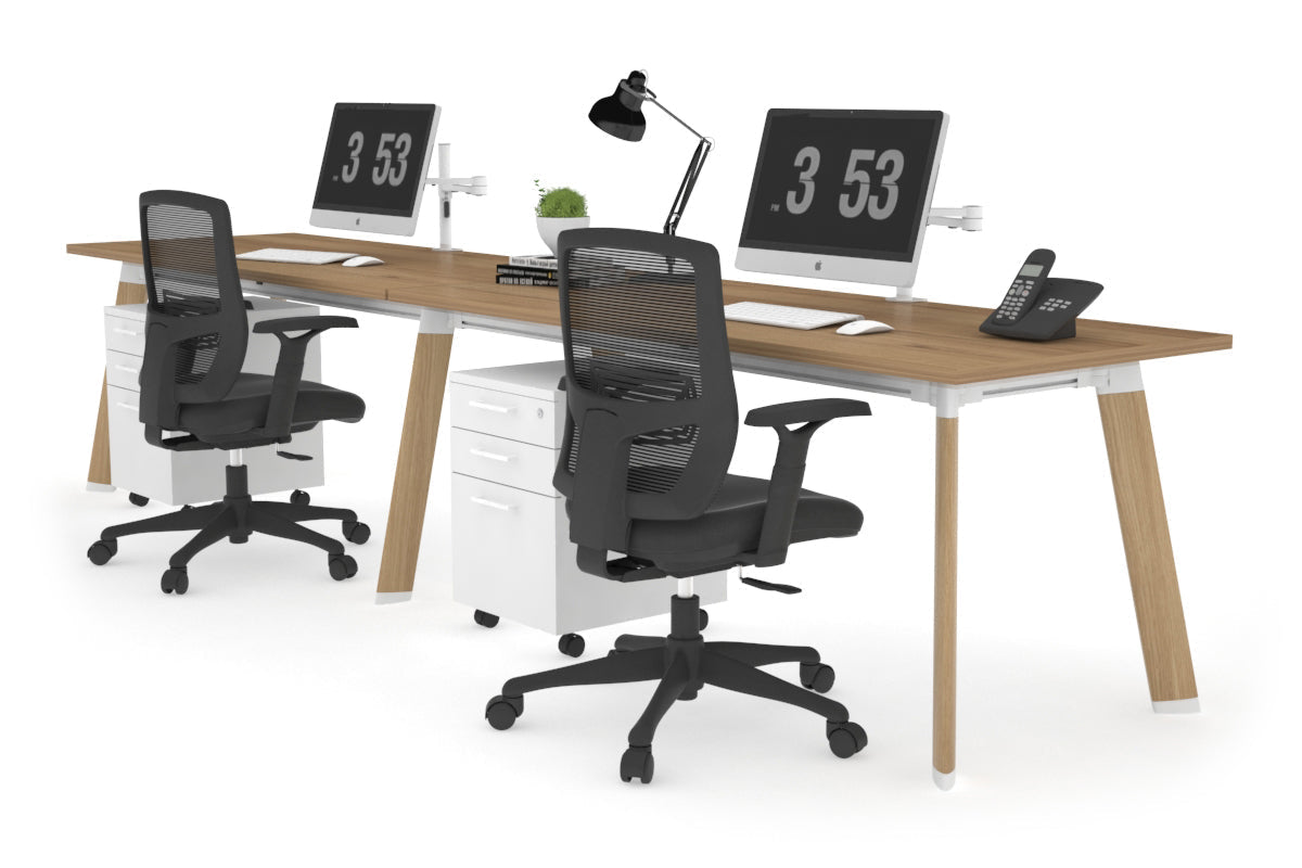 2 Person Office Workstation Desk with Cable Management - 70.8