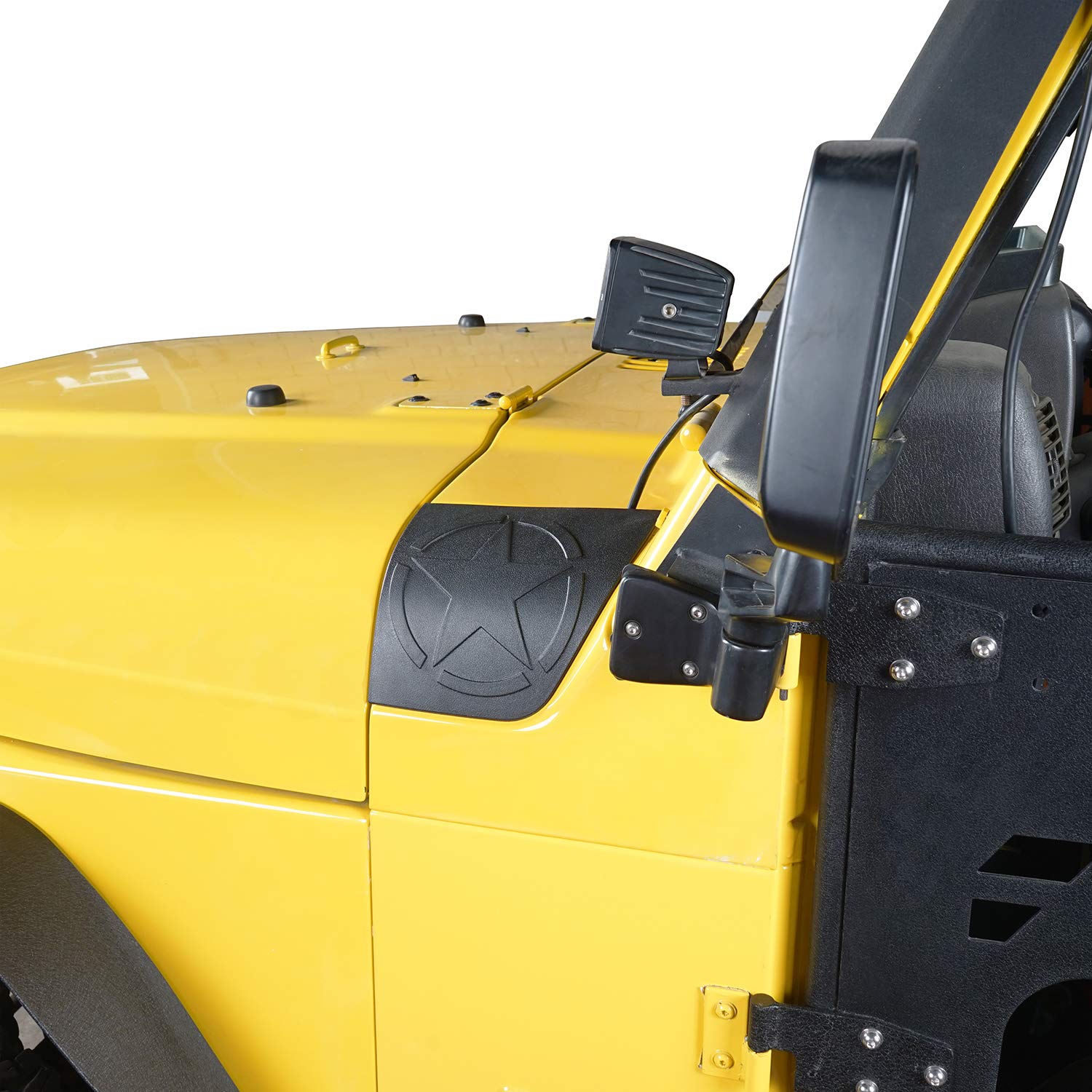 Hooke Road Matte Black Cowl Body Armor & Corner Guards with Star Logo for 1997-2006 Jeep Wrangler TJ - Off-Road Protection & Style Upgrade for Adventure Enthusiasts