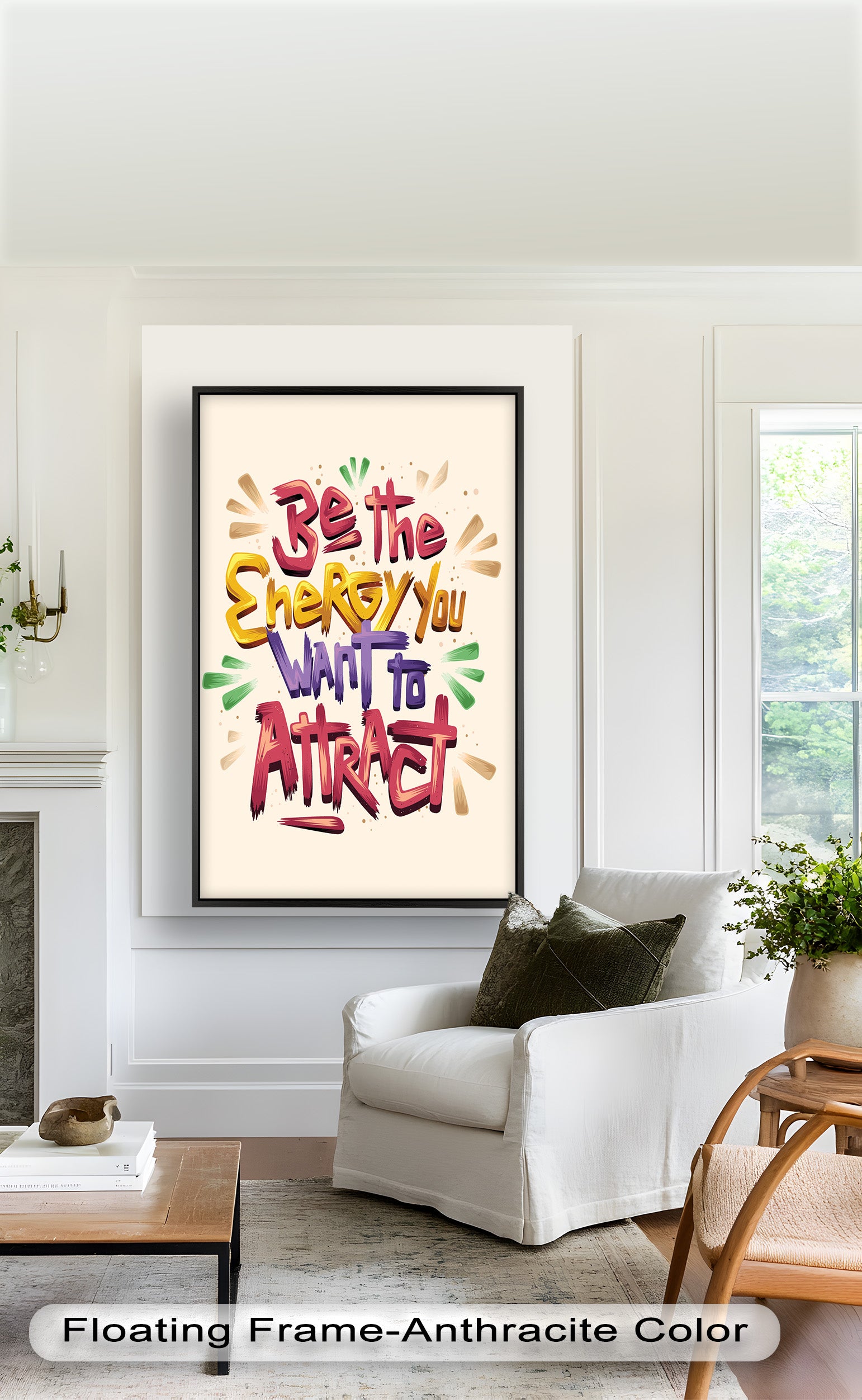 Inspirational Oil Painting - Be the Energy You Want to Attract - Motivational Wall Art for Home, Office & Meditation Space