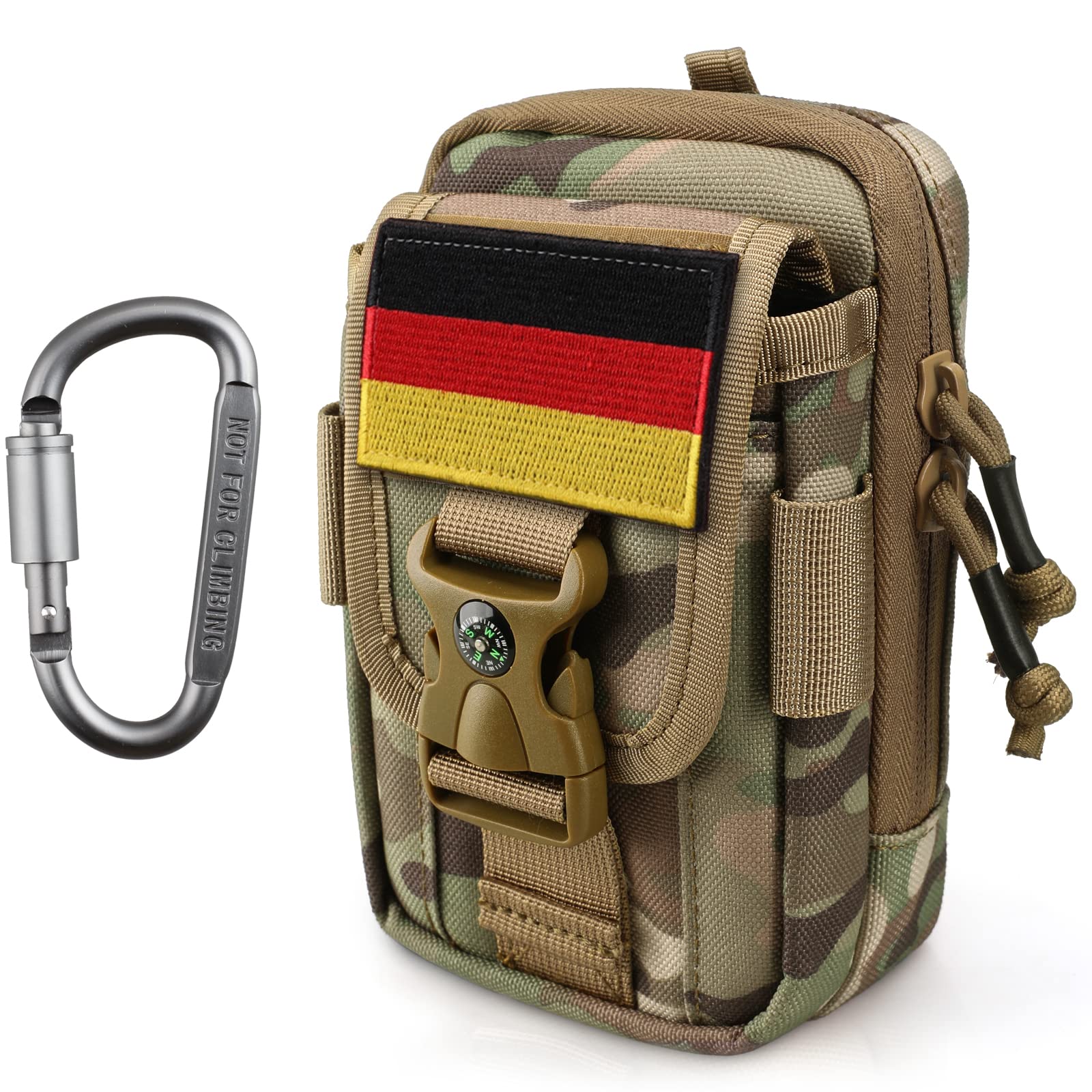 WYNEX Tactical Compass Phone Pouch - Large MOLLE Smartphone Case with Compass Buckle & Carabiner | EDC Utility Pouch for Hiking, Camping & Outdoor Adventures | Fits iPhone 15/14/13 Pro Max & Galaxy S23 Ultra