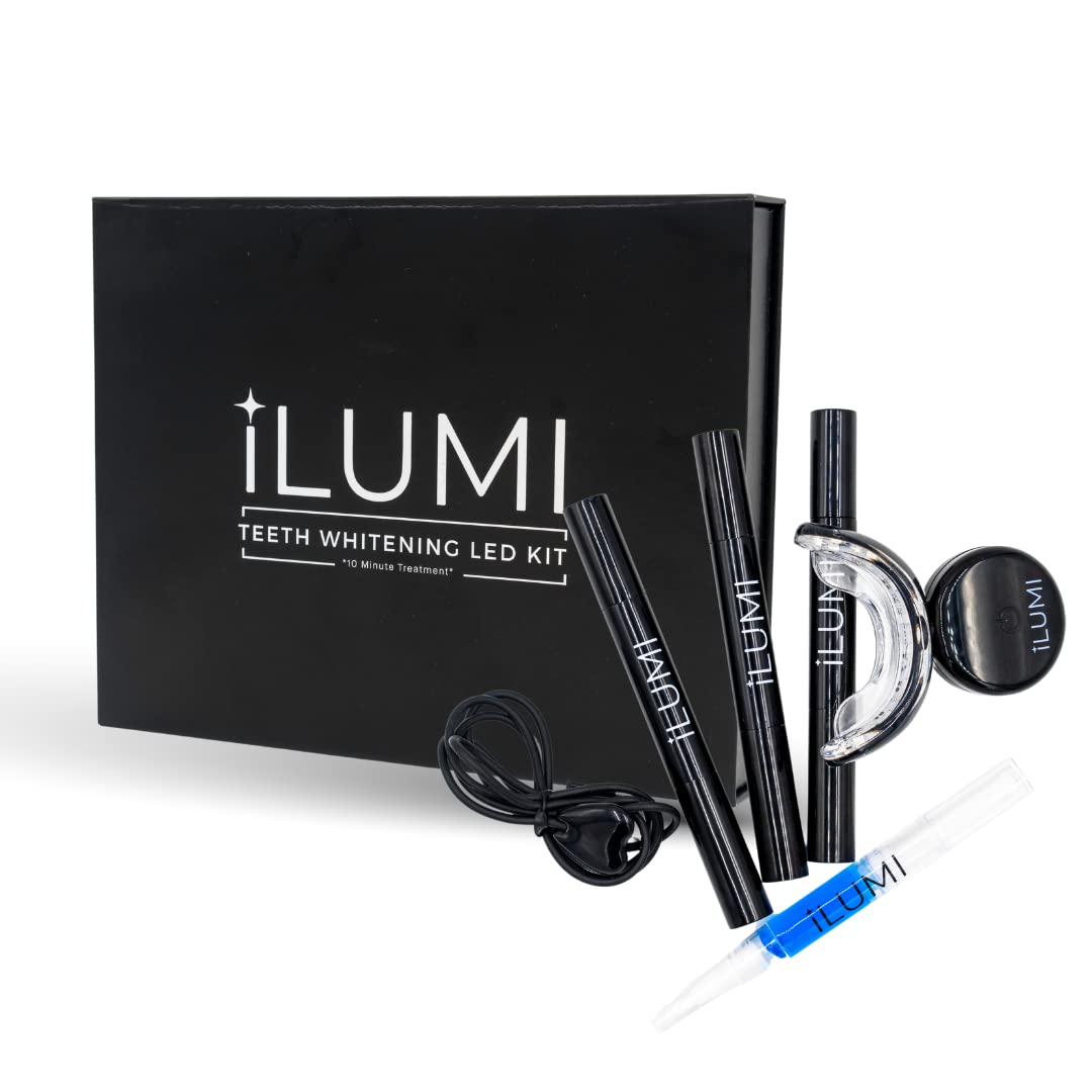 iLUMI at Home Teeth Whitening Kit - Professional Whitening Treatment with 3 Carbamide Peroxide Gels & 1 Desensitizing Gel - Fast Results in 10 Minutes - Dentist Recommended for Sensitive Teeth - Perfect for Weddings, Job Interviews & Special Occasions
