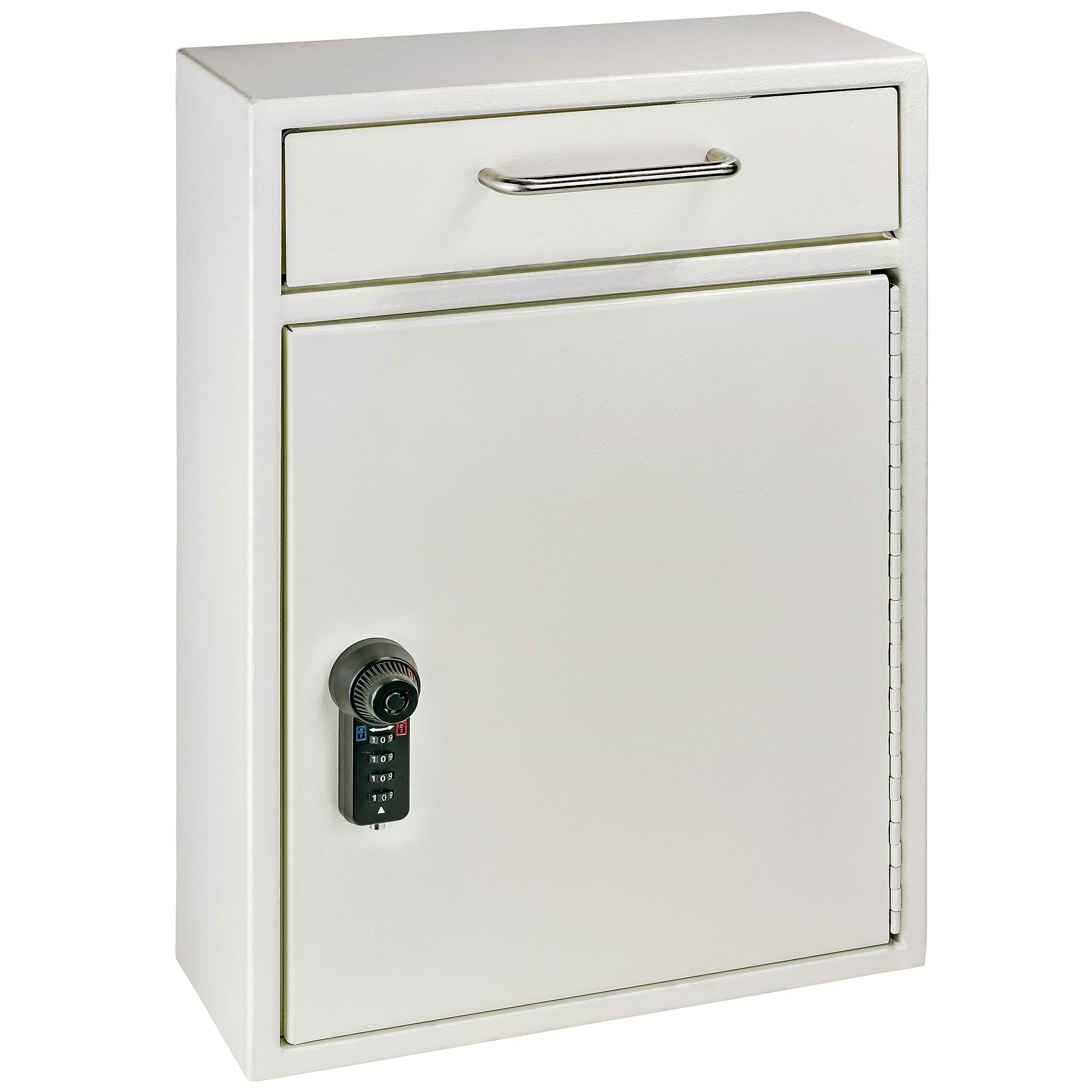 Mail Boss 8153 Key Boss - Heavy Duty Commercial Grade Steel High Security Adjustable Key Cabinet - 105 Position Key Organizer with Combination Lock - Secure Drop Box for Offices, Hotels & Property Management (Cream White)