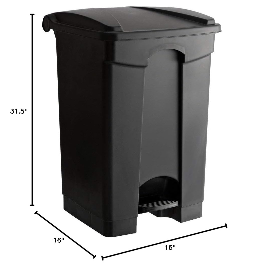 PRO&Family 48 Qt (12 Gallon) Black Step-On Trash Can - Hands-Free Rectangular Waste Bin for Home, Kitchen, Bathroom, Office, Garage & Restaurant | Durable Modern Design for Easy Waste Disposal in Living Rooms, Warehouses & Commercial Spaces