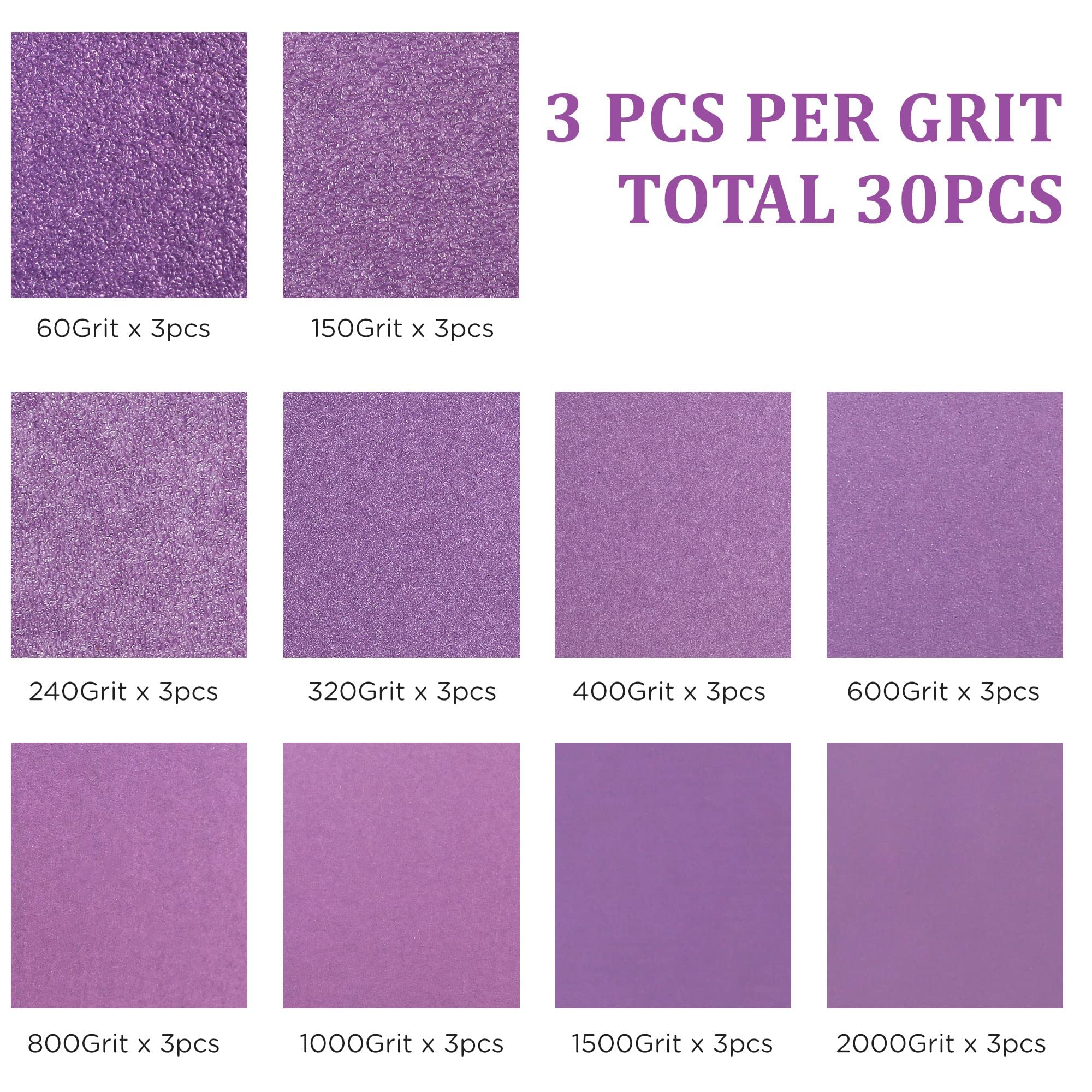 LotFancy 50PCS 1/4 Sheet Sandpaper 60-1000 Grit for Palm Sander & 30PCS 9x11 Dry Wet Sandpaper 60-2000 Grit - Woodworking, Metal Polishing, Auto Body Repair, DIY Projects