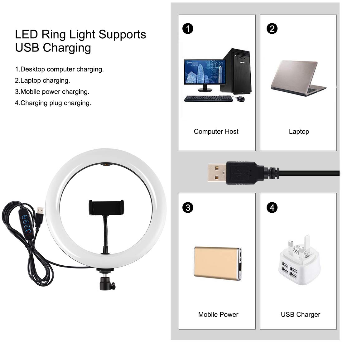 Loboo Idea 7.6''/20CM Professional Ring Light Kit with Tripod Stand & Phone Holder - 3200-5600K Adjustable Bi-Color LED Ring Light for Smartphone Photography, YouTube Vlogging, Makeup Tutorials, TikTok Videos & Live Streaming - Perfect for Home Studio, Beauty Content Creation & Social Media Influencers
