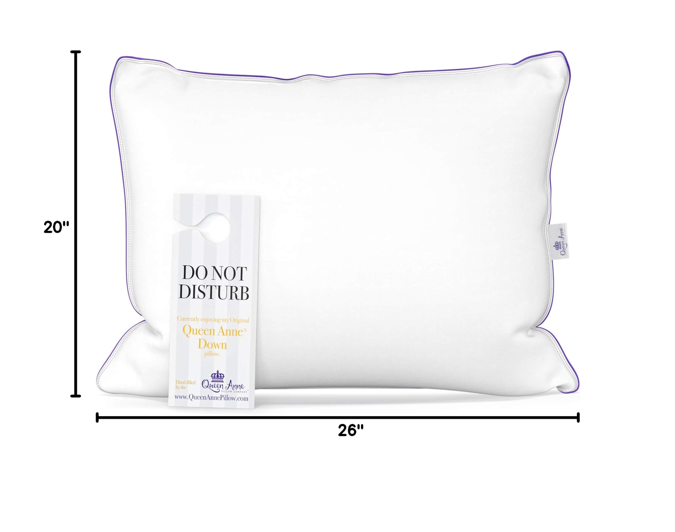 Premium Queen Anne Luxury 100% Down Pillow - Hypoallergenic European White Goose & Duck Down Blend - Cruelty-Free Hotel Quality Pillow - Made in USA (Standard Soft) - Perfect for Side Sleepers & Luxury Bedrooms