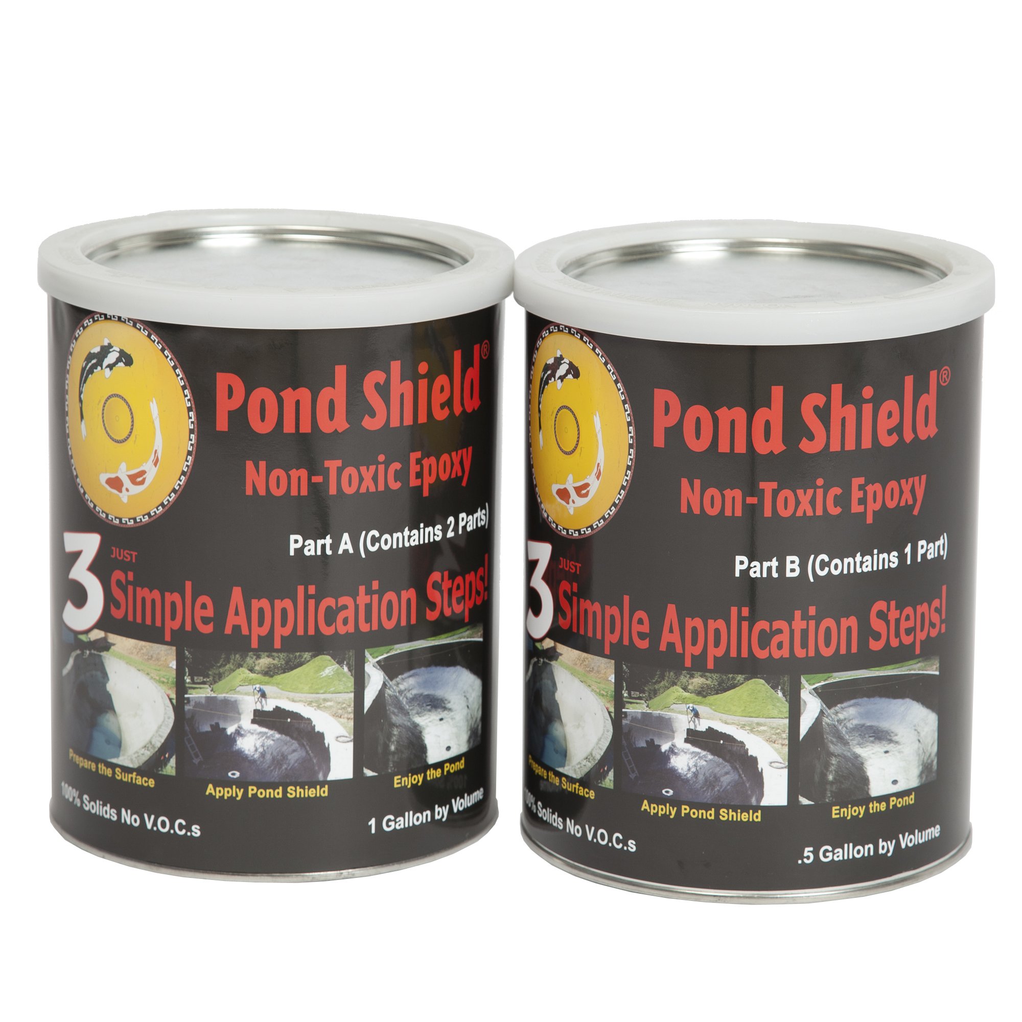 Pond Armor SKU-MGREEN-GAL Moss Green Pond Shield 1.5 Gallon Kit - Non-Toxic Epoxy Coating for Ponds, Fountains & Water Features - Safe for Fish & Plants - DIY Waterproof Sealant