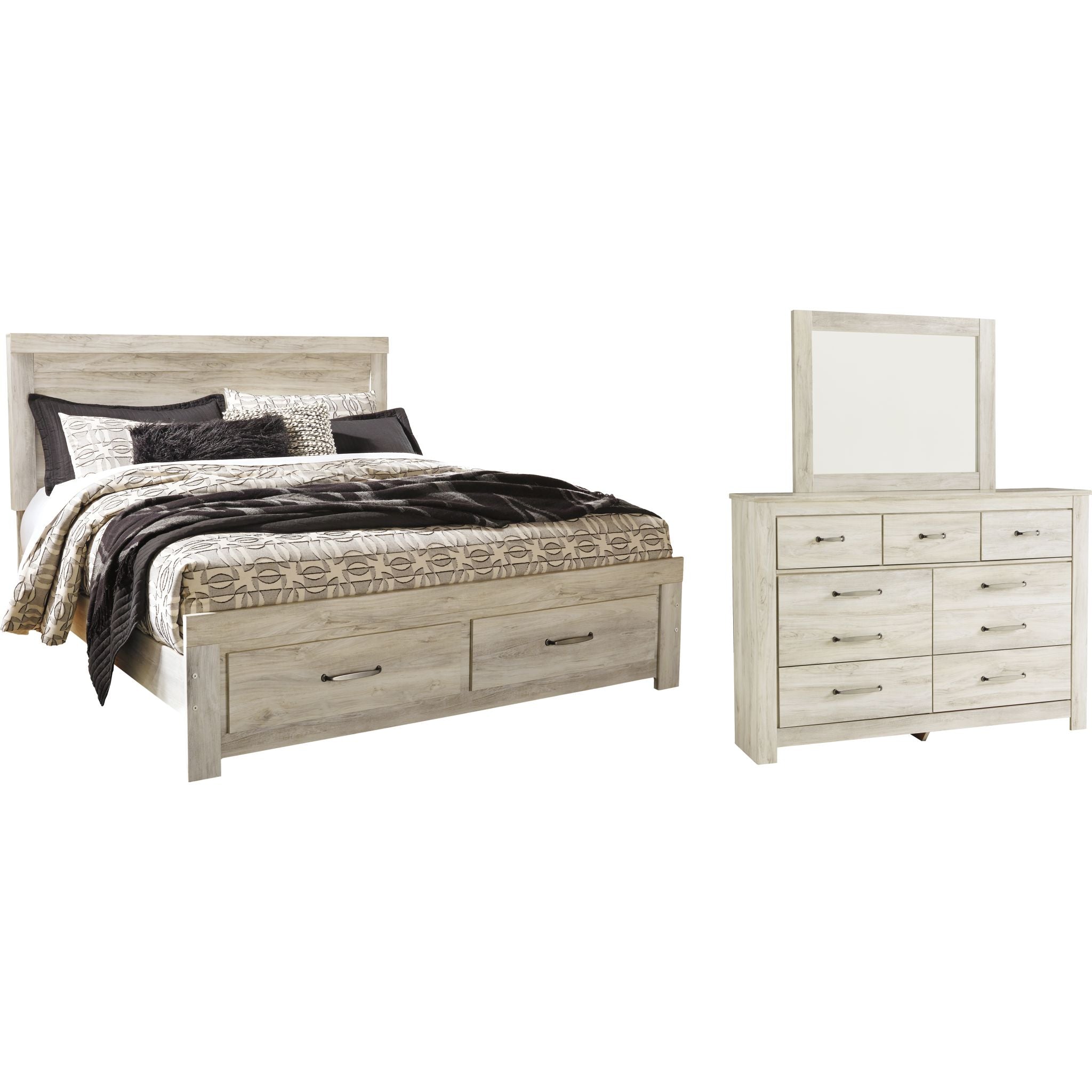 Bellaby 5-Piece King Size Storage Bedroom Set - Whitewashed Finish for Modern Bedroom Organization | Perfect for Master Bedrooms, Guest Rooms & Small Spaces