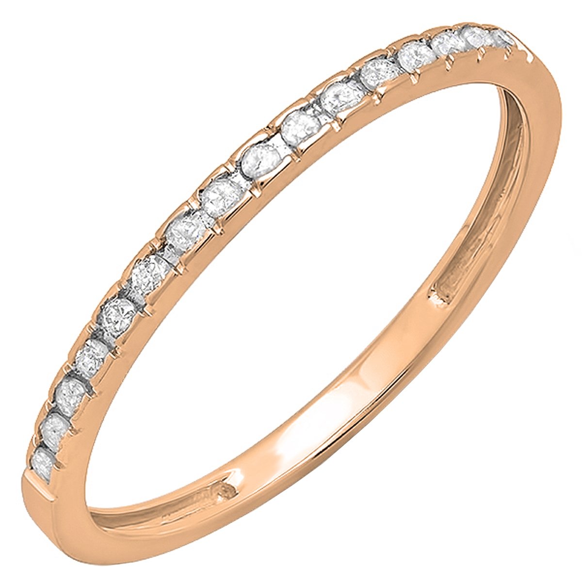 0.10 Cttw 10K Solid Gold Round Diamond Stackable Wedding Band for Women - Anniversary Gift, Bridal Jewelry, Stackable Ring Set for Everyday Wear & Special Occasions