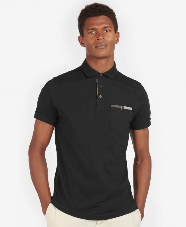 BARBOUR Corpatch Polo Shirt for Men - Classic Black Cotton Casual Wear for Office, Golf & Outdoor Activities
