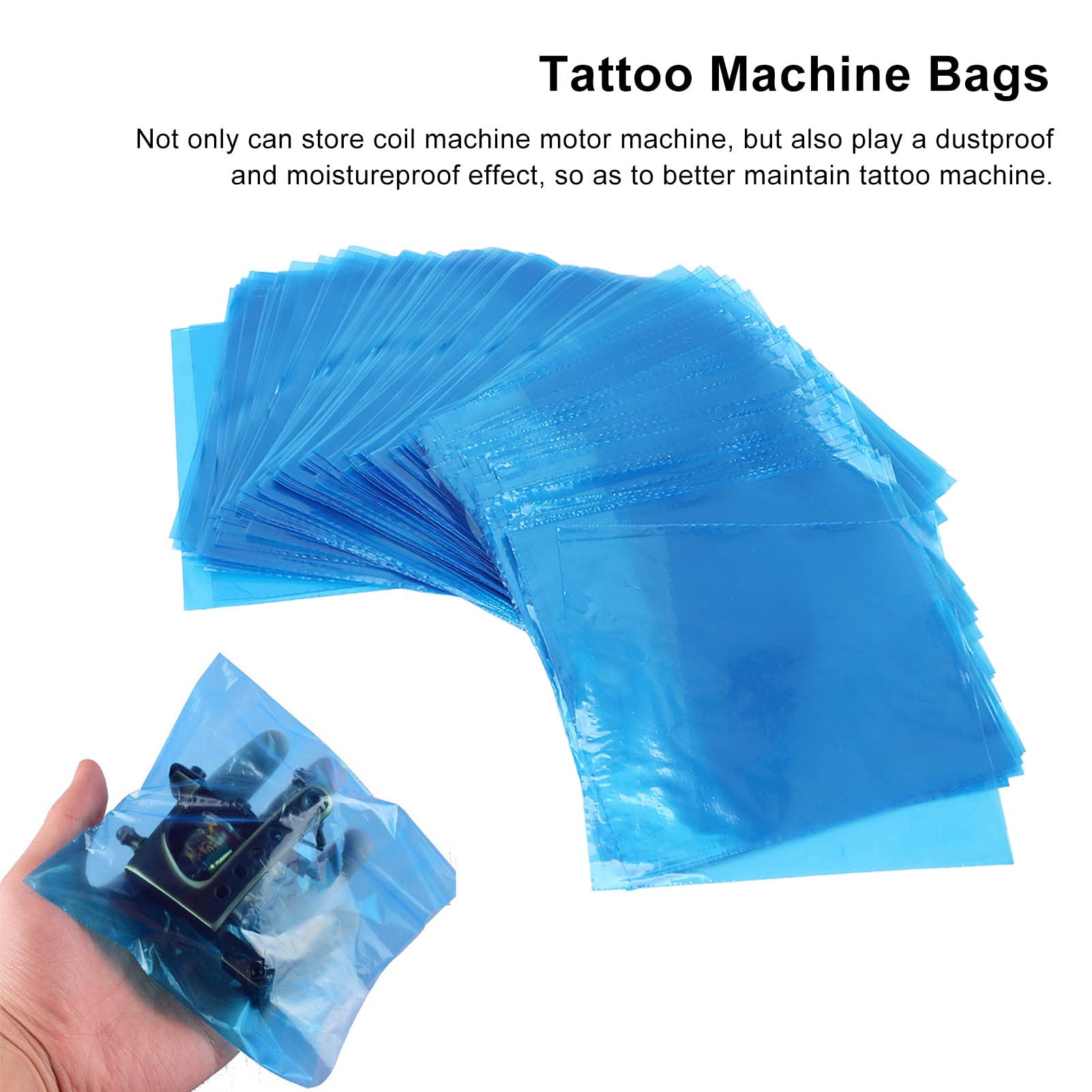 250Pcs Disposable Transparent Blue Plastic Machine Covers Sleeves - Safety Protection Bags for Coil Winding & Motor Machines - Perfect for Industrial Equipment Maintenance & Workshop Use