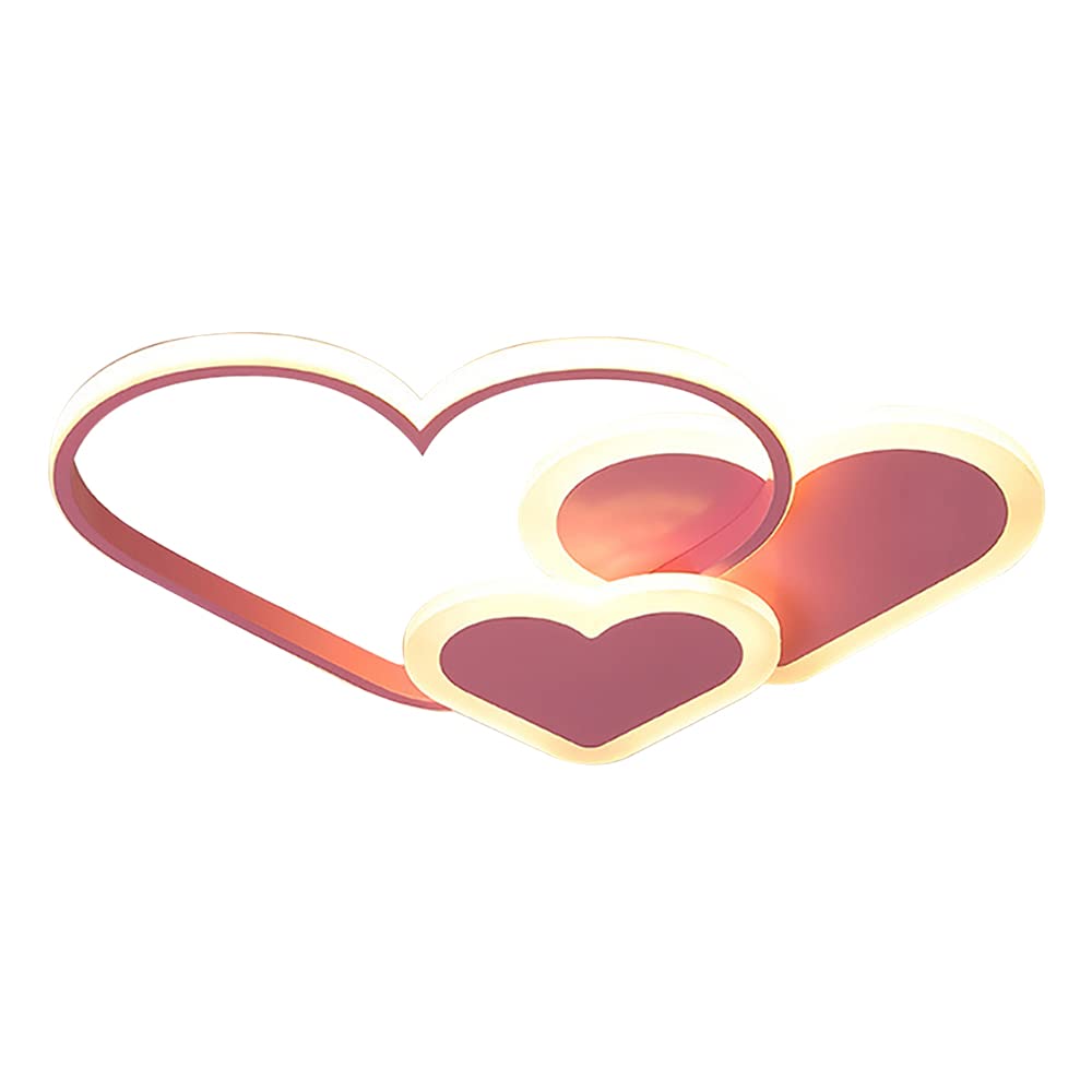 YIYIBYUS 37W Dimmable LED Ceiling Light - Heart Shaped Kids Room Lighting with Remote Control, Pink Acrylic Nursery Light for Bedroom, Kitchen, Bathroom & Dining Room - Perfect for Children's Bedrooms, Playrooms and Cozy Home Decor