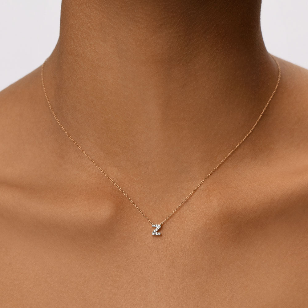 10k Gold Diamond Letter Z Necklace - Elegant Personalized Jewelry for Women, Perfect for Gifts, Birthdays & Special Occasions