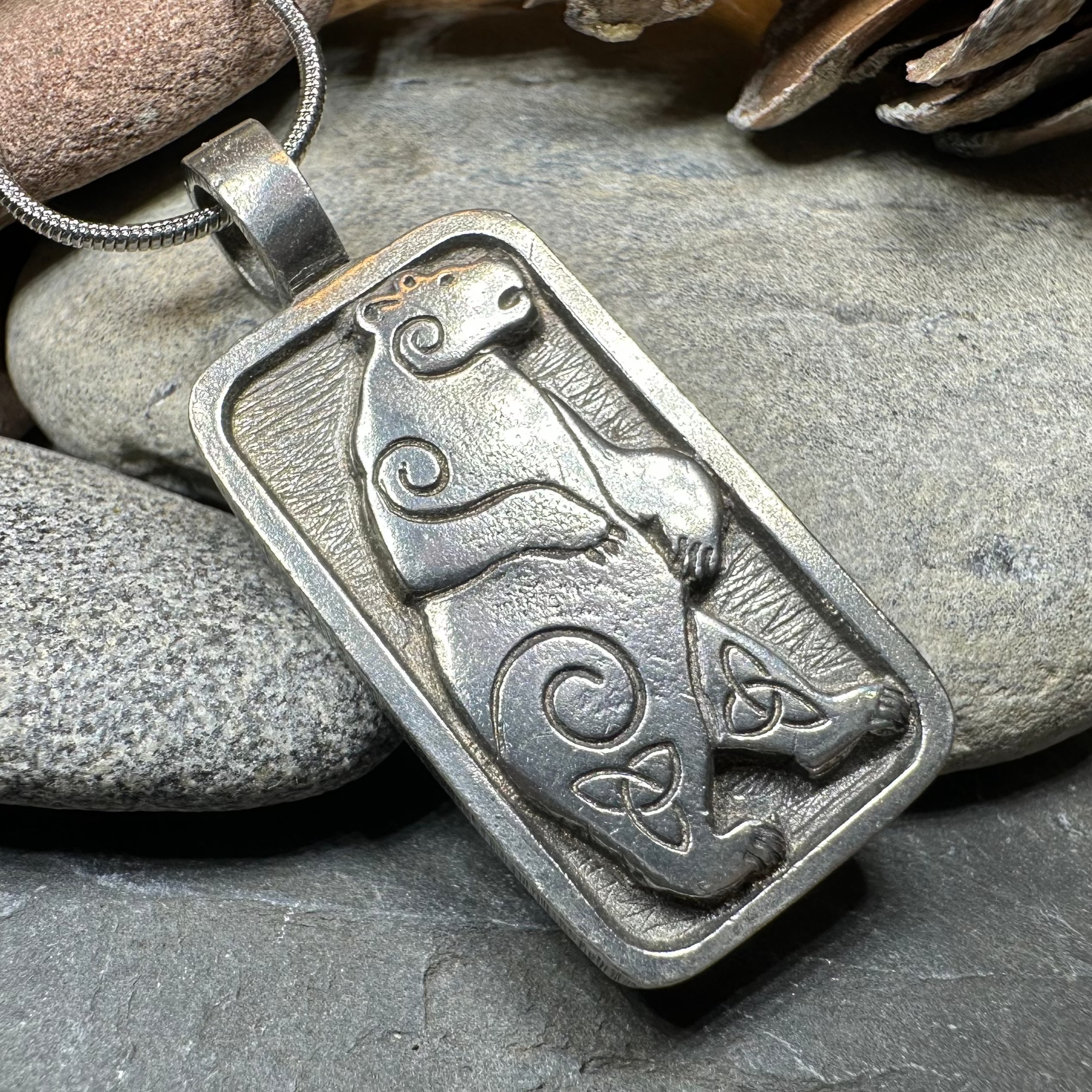 Celtic Spiral Bear Pewter Pendant Necklace for Men & Women - Viking Jewelry, Norse Mythology Gift, Spiritual Protection Amulet - Perfect for Everyday Wear, Pagan Festivals & Viking Cosplay