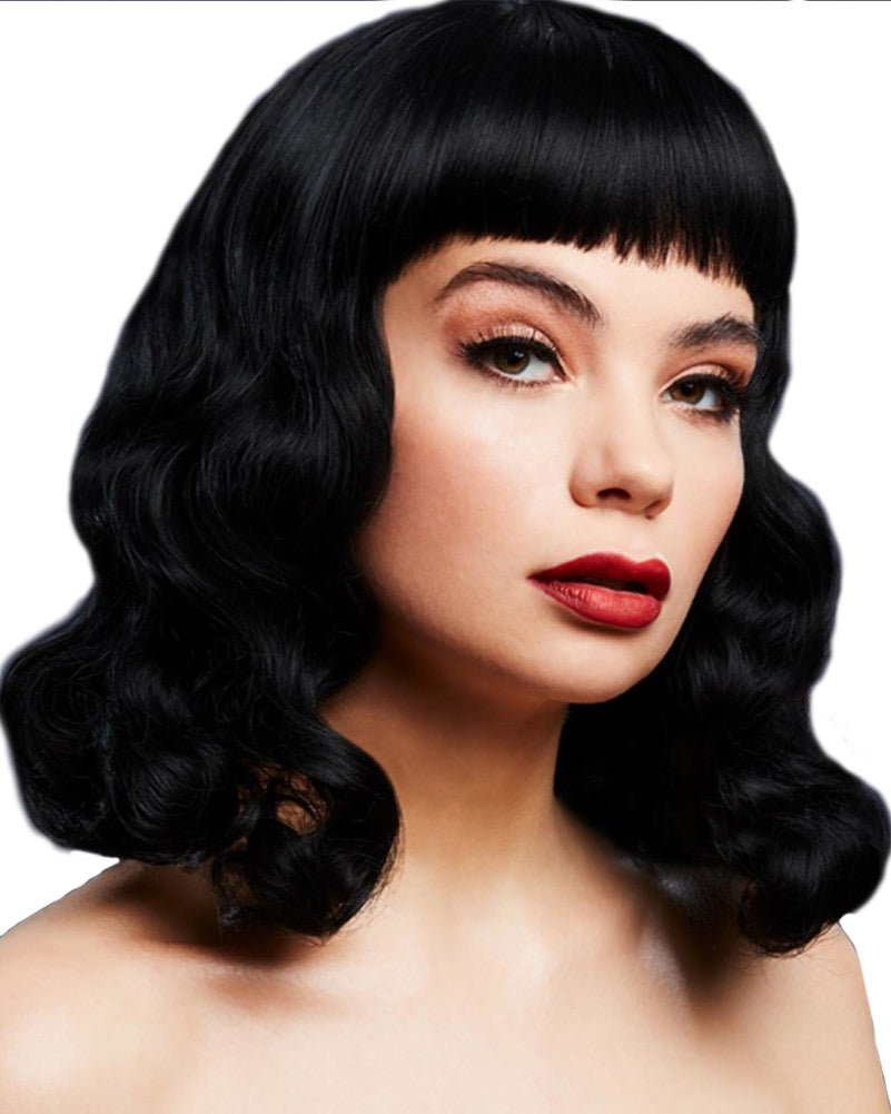 40s Fever Deluxe Bettie Short Black Wig - Vintage Style Synthetic Hairpiece for Costume, Cosplay & Halloween - Perfect for Retro Parties, Themed Events & Everyday Wear