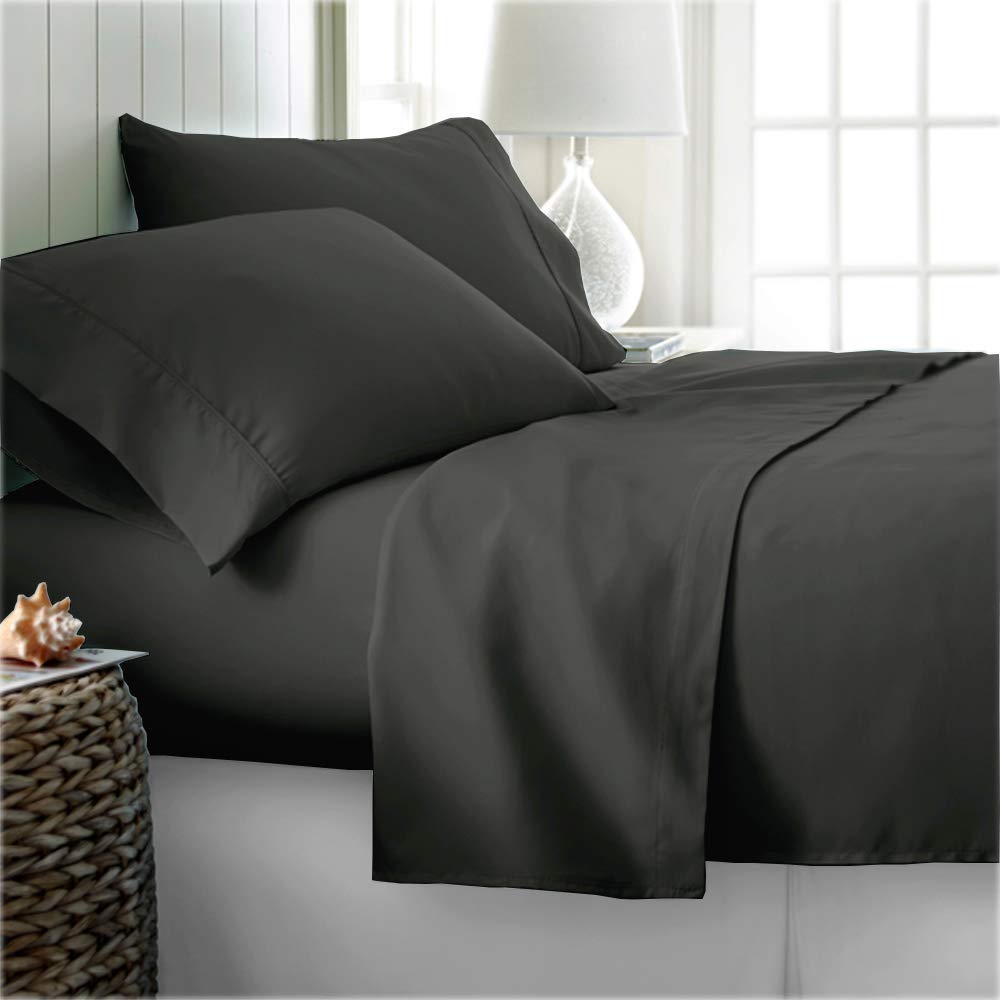 100% Pure Heavy Egyptian Cotton 4-Piece Bed Sheet Set - Short Queen Size Fits Mattresses Up to 15-18