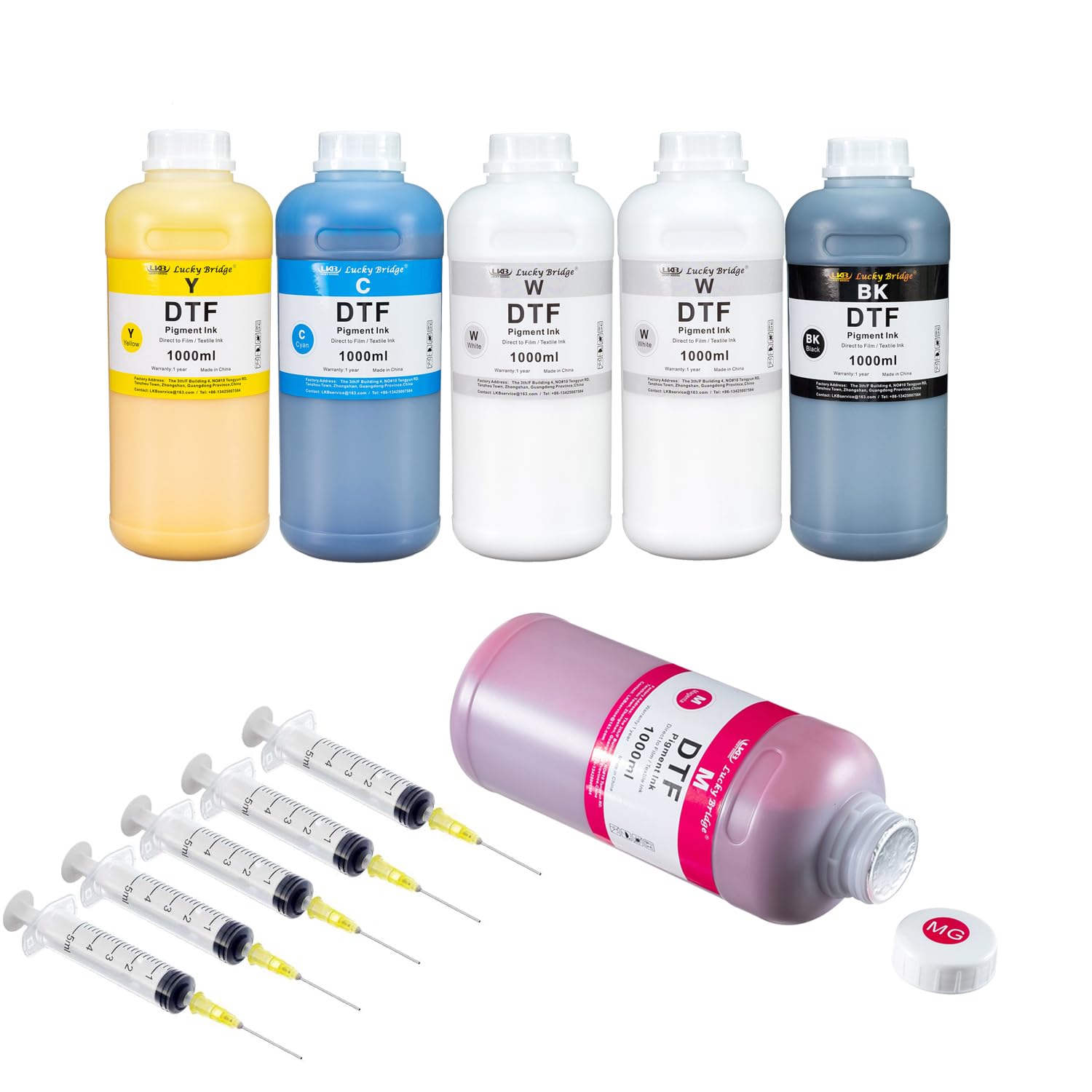 Premium DTF Ink 6x1000ml - High-Quality Pigment Ink for PET Film Heat Transfer Printing | Compatible with Epson DTF Printers (DX5, DX7, 5113, XP600, I3200) | Ideal for T-Shirt, Hoodie & Fabric Printing | 6000ml Bulk Refill Ink