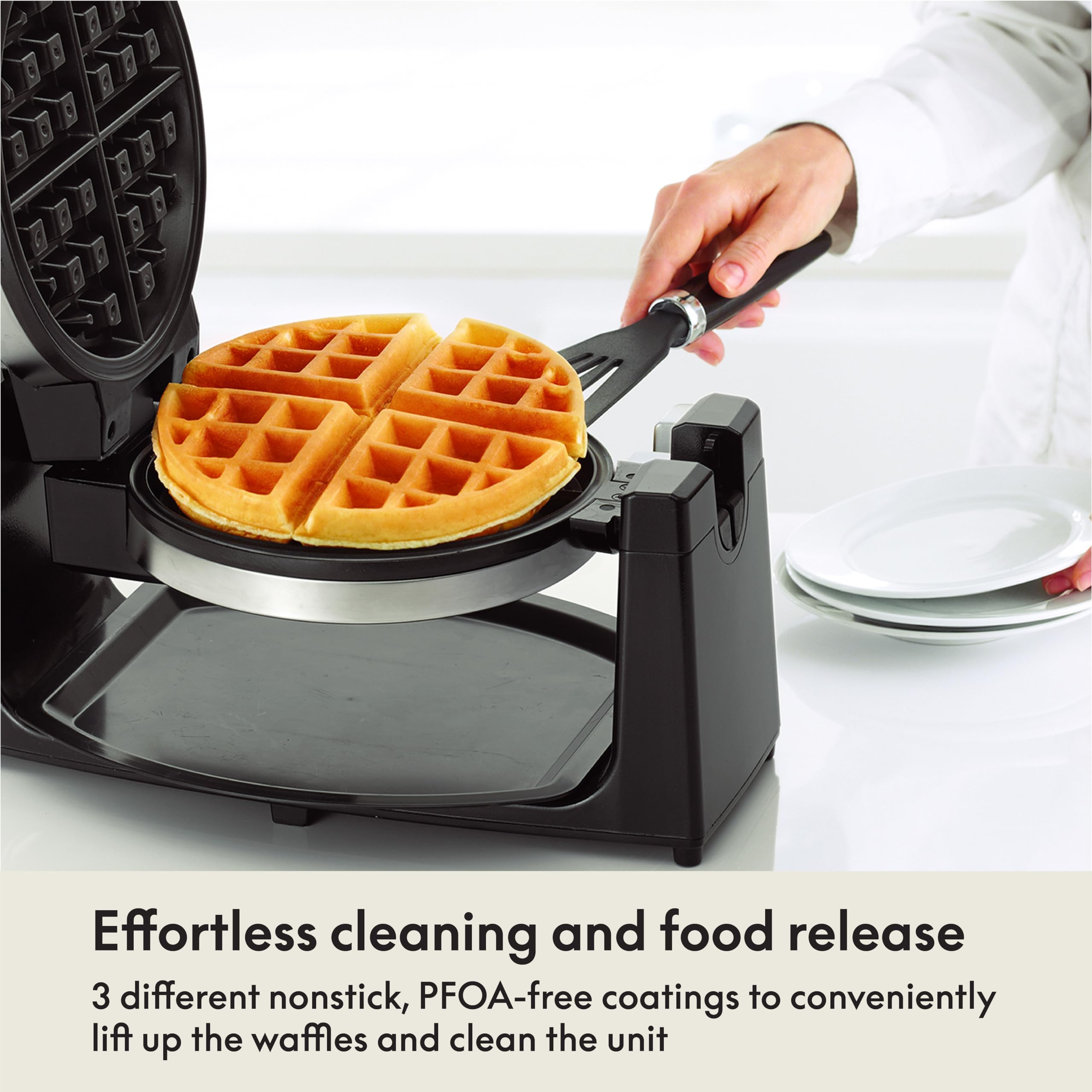 Bella Classic Rotating Belgian Waffle Maker - Nonstick Plates, Adjustable Browning, Removable Drip Tray & Cool Touch Handles - Stainless Steel Waffle Iron for Breakfast, Brunch & Family Gatherings