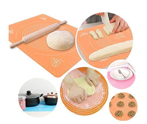 JAPP Silicone Baking Mat - Non-Stick Pastry Rolling Mat with Measurements for Fondant, Dough & Cookie Making - Reusable Kneading Mat (50x40cm) - Perfect for Home Bakers, Cake Decorating & Kitchen Baking Needs