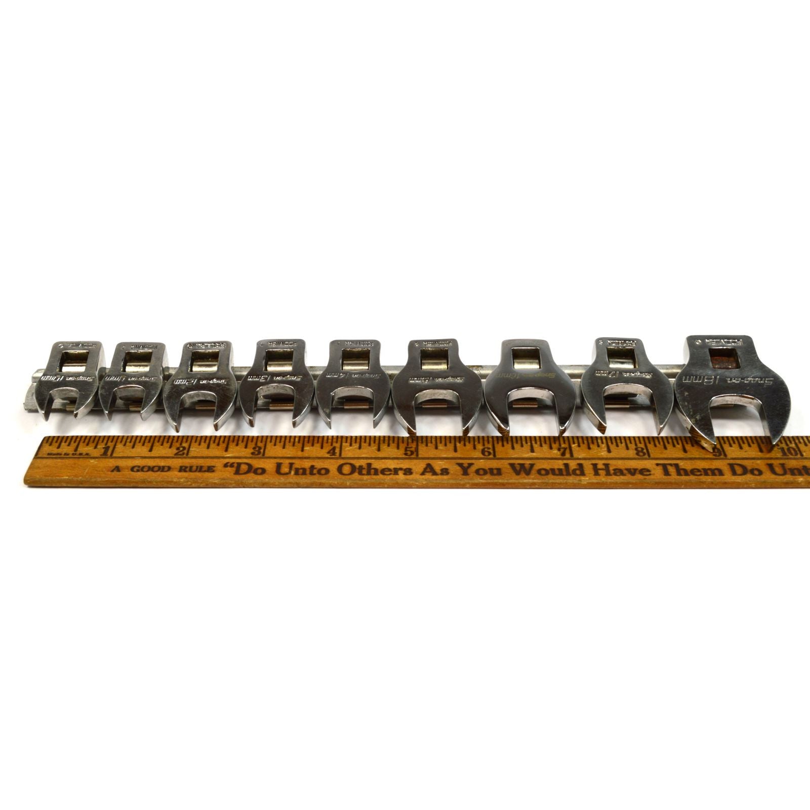 Premium Snap-On Crowfoot Socket Set - 9-Piece Metric Sockets (10mm-18mm) with Rail | FCOM Series | Used Like New | Perfect for Automotive Repairs & DIY Projects