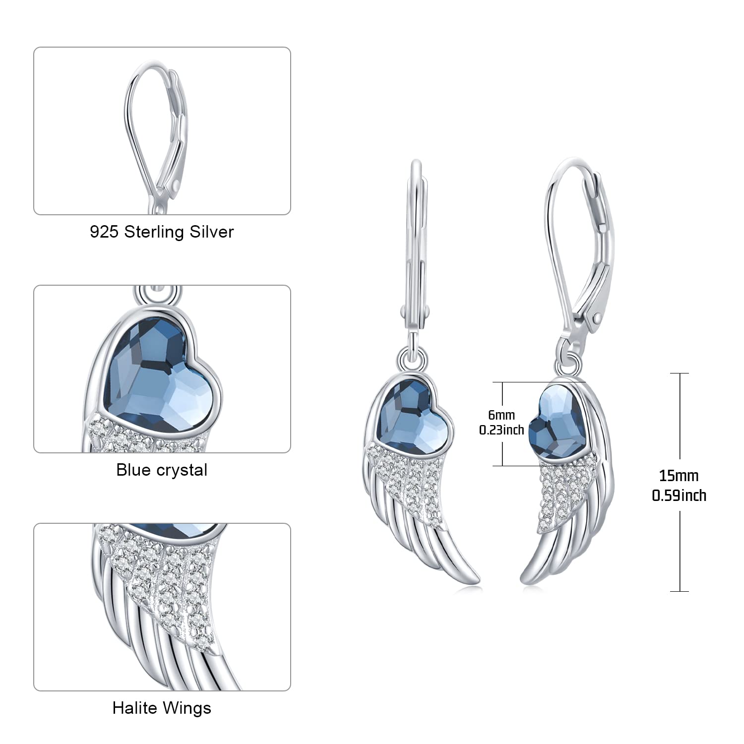 925 Sterling Silver Angel Wing Earrings for Women - Elegant Dangle Lever Back Earrings - Perfect Jewelry Gift for Birthday, Anniversary & Special Occasions