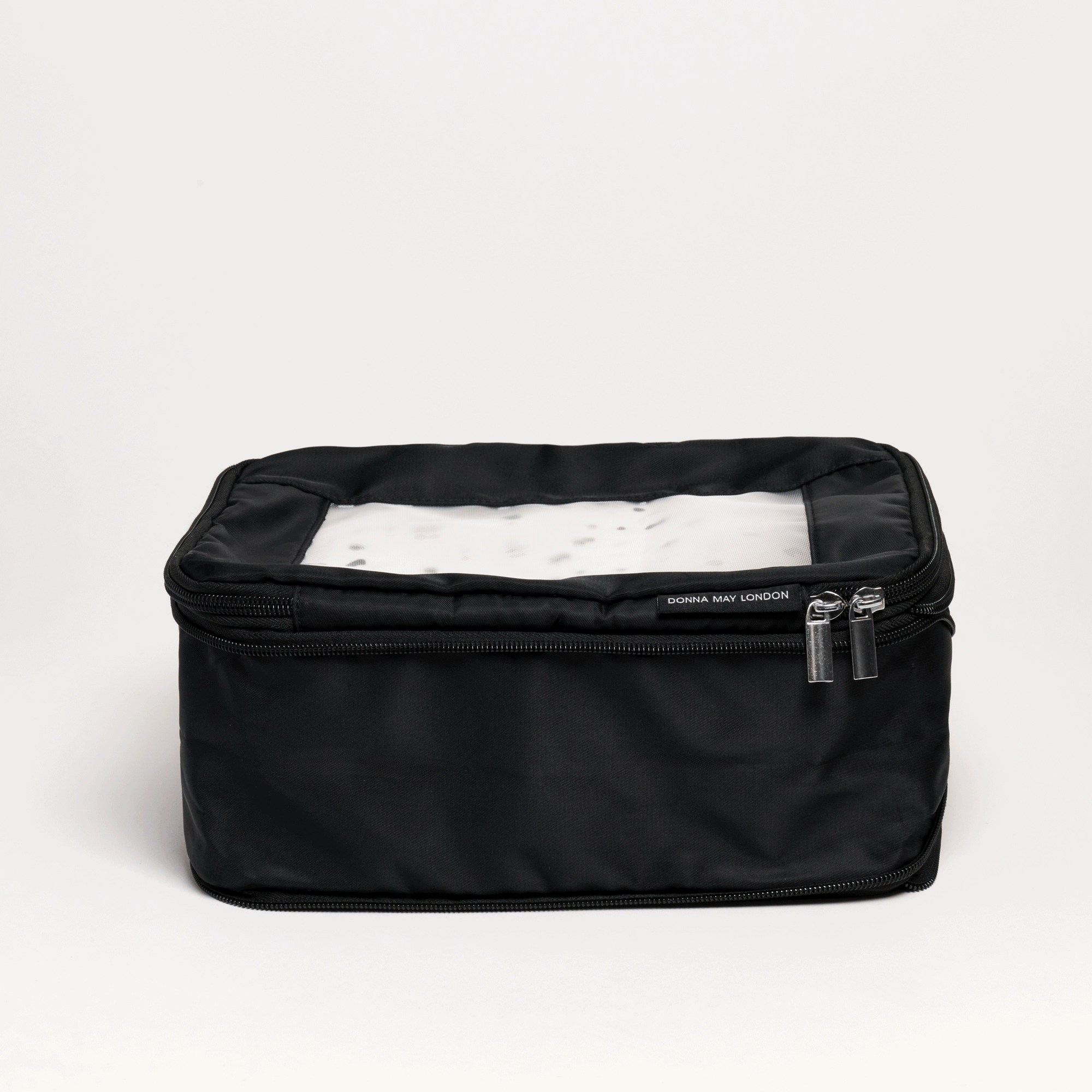 4-Piece Compression Packing Cubes Set - Black with Polka Dot Lining for Travel Organizing | Perfect for Suitcases, Backpacks & Closet Storage
