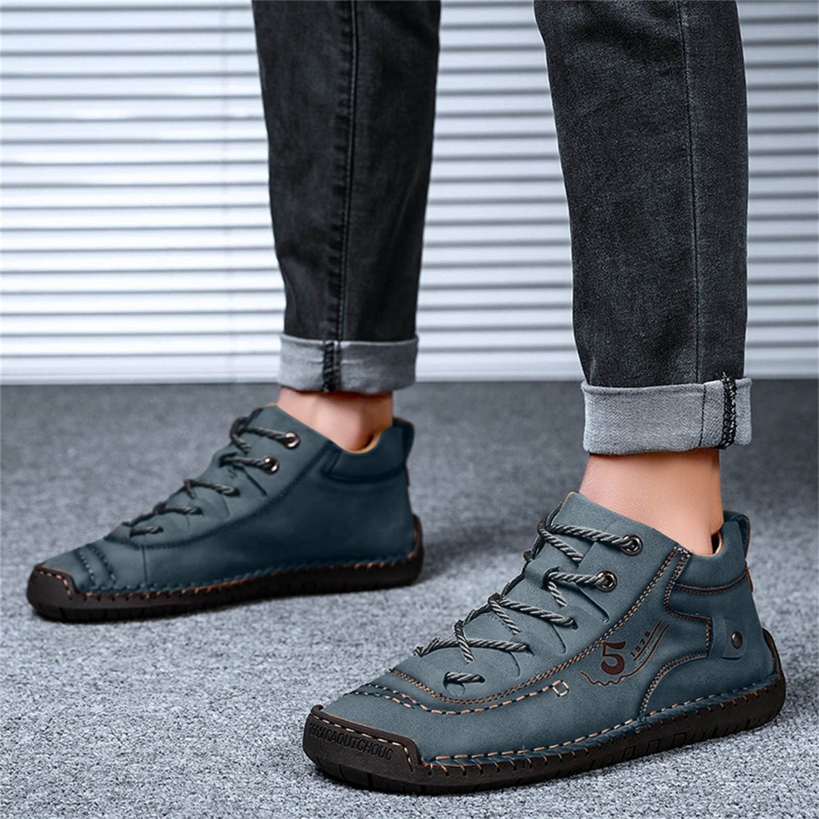 IQYU Men's Waterproof Leather Hiking Shoes - Lightweight Trekking & Casual Sneakers for Outdoor Adventures, Business & Travel - Comfortable Lace-Up Walking Shoes for Men