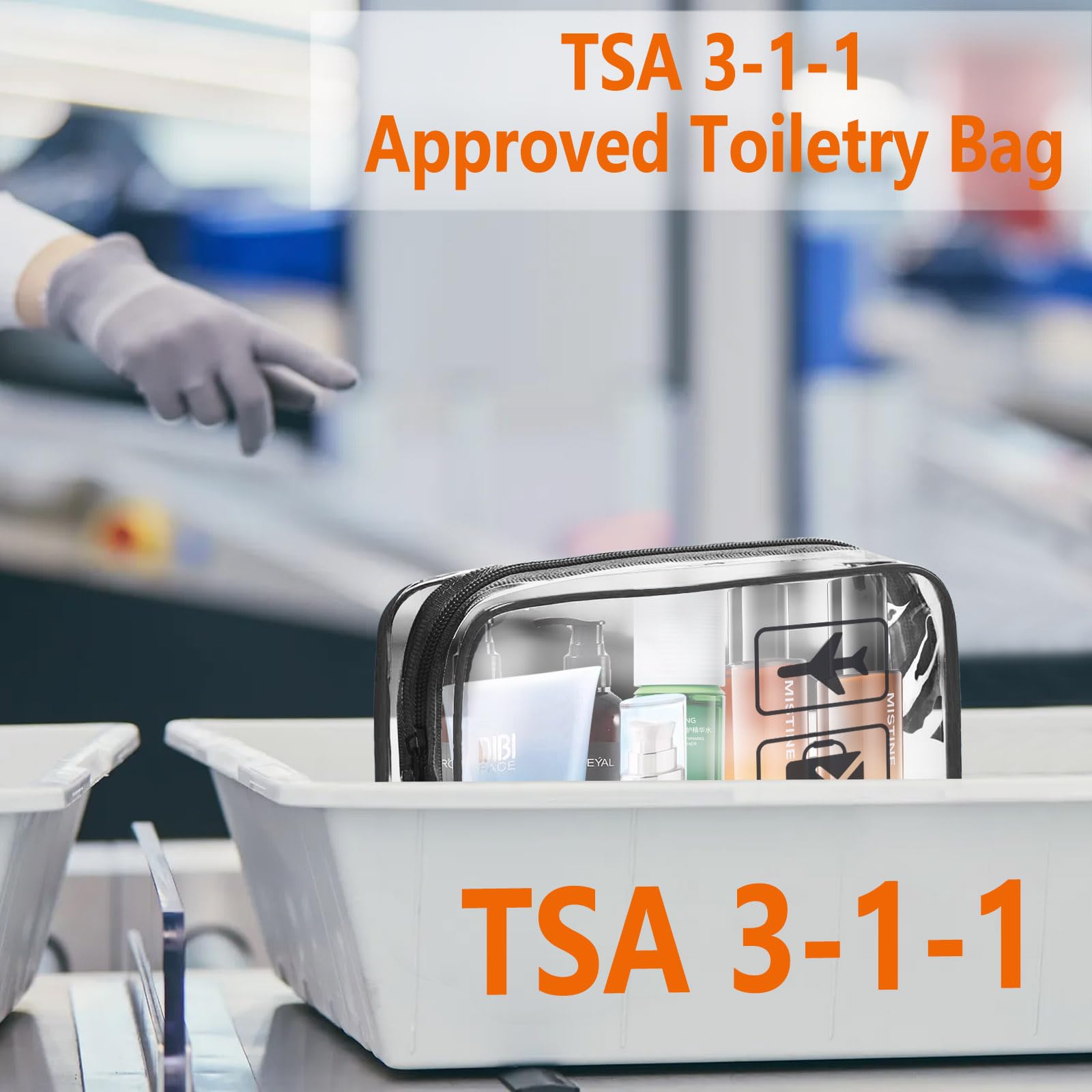 3 Pack Clear TSA Approved Quart Size Travel Toiletries Bags for Liquids & Cosmetics - Perfect for Airplane Carry-On, Gym & Vacation Essentials
