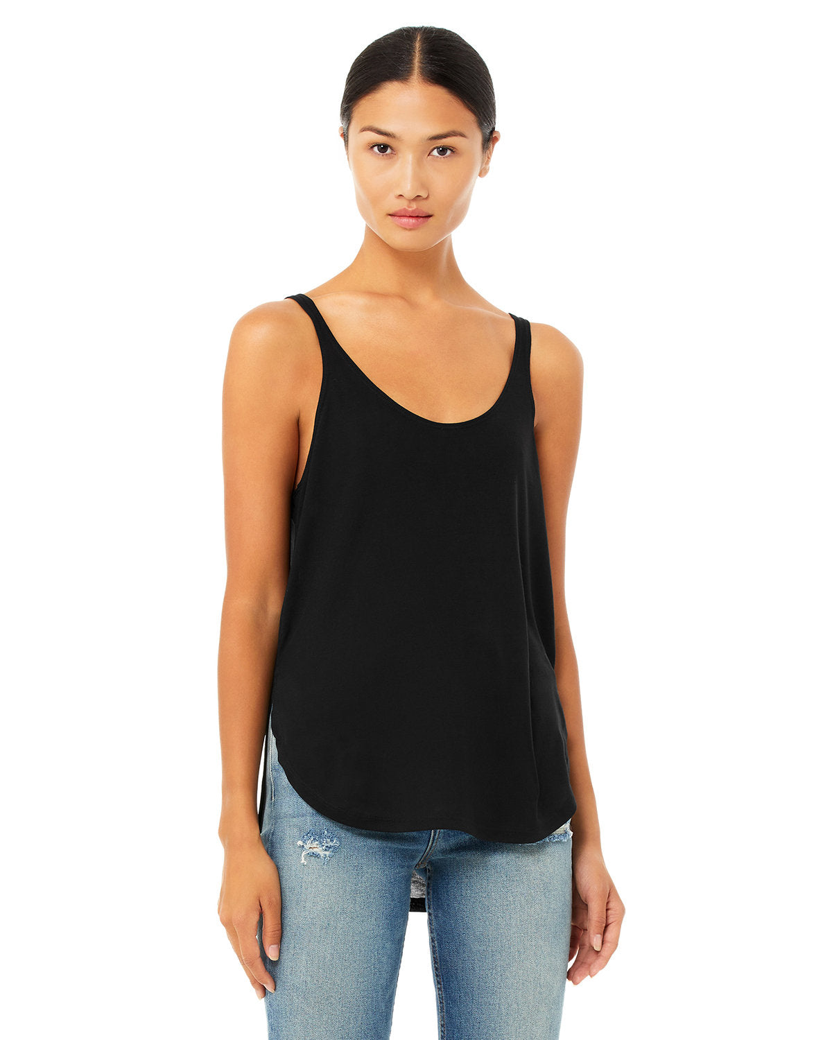 Bella + Canvas B8802 Women's Flowy Side Slit Tank Top - Soft & Comfortable Casual Wear for Summer, Yoga, and Beach Outfits