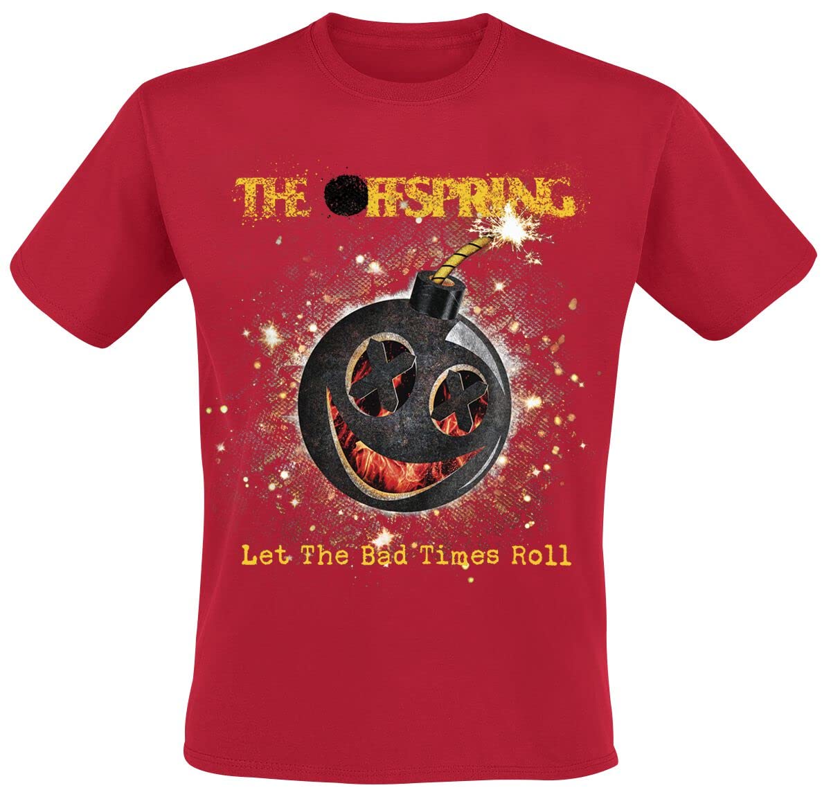 Offspring Men's Hot Sauce (Bad Times) Graphic T-Shirt - Red | Punk Rock Band Tee for Concerts & Casual Wear