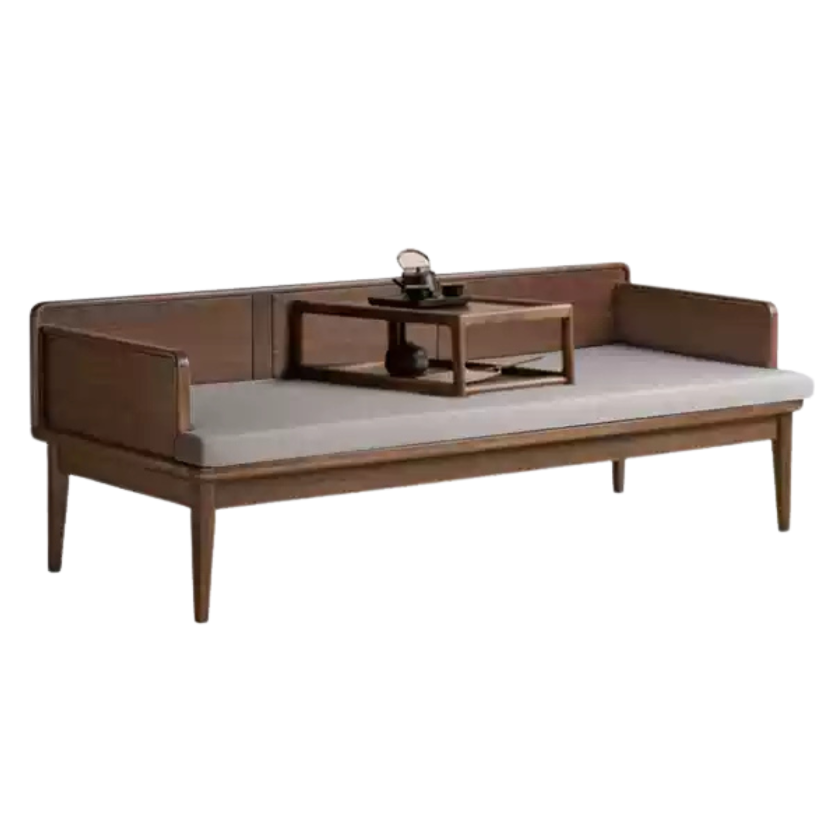 Premium Solid Wood Bed Frame - Black Walnut & Oak - Modern Chinese Style Bedroom Furniture for Master Bedroom or Guest Room