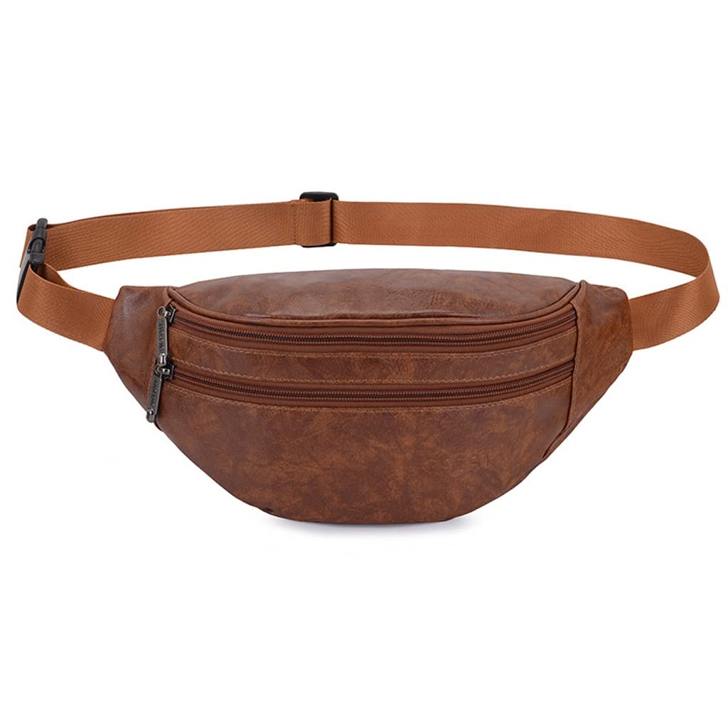 Men's PU Waist Bag - Waterproof Fanny Pack for Travel, Gym & Hiking - Crossbody Sling Bag with Phone Pocket (12x15x31cm) - Perfect for Running, Cycling & Outdoor Adventures