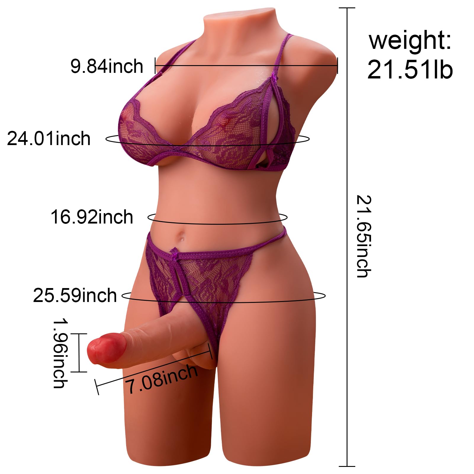 Realistic Shemale Sex Doll with Thrusting Dildo - 7.1 Inch Lifelike Transgender Sex Toy for Women, Men & Couples - Tight Anal & G-Spot Stimulation - 21.5LB Adult Toy for Solo Play & Partner Exploration