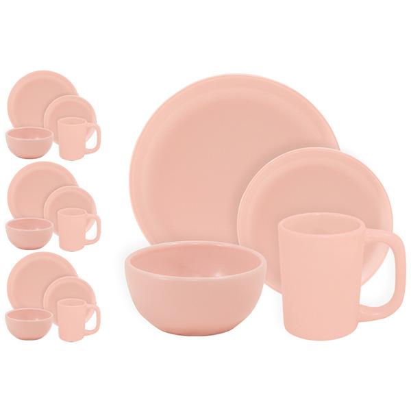 16-Piece Matte Pink Dinnerware Set - Elegant Tableware for Everyday Dining, Dinner Parties & Special Occasions