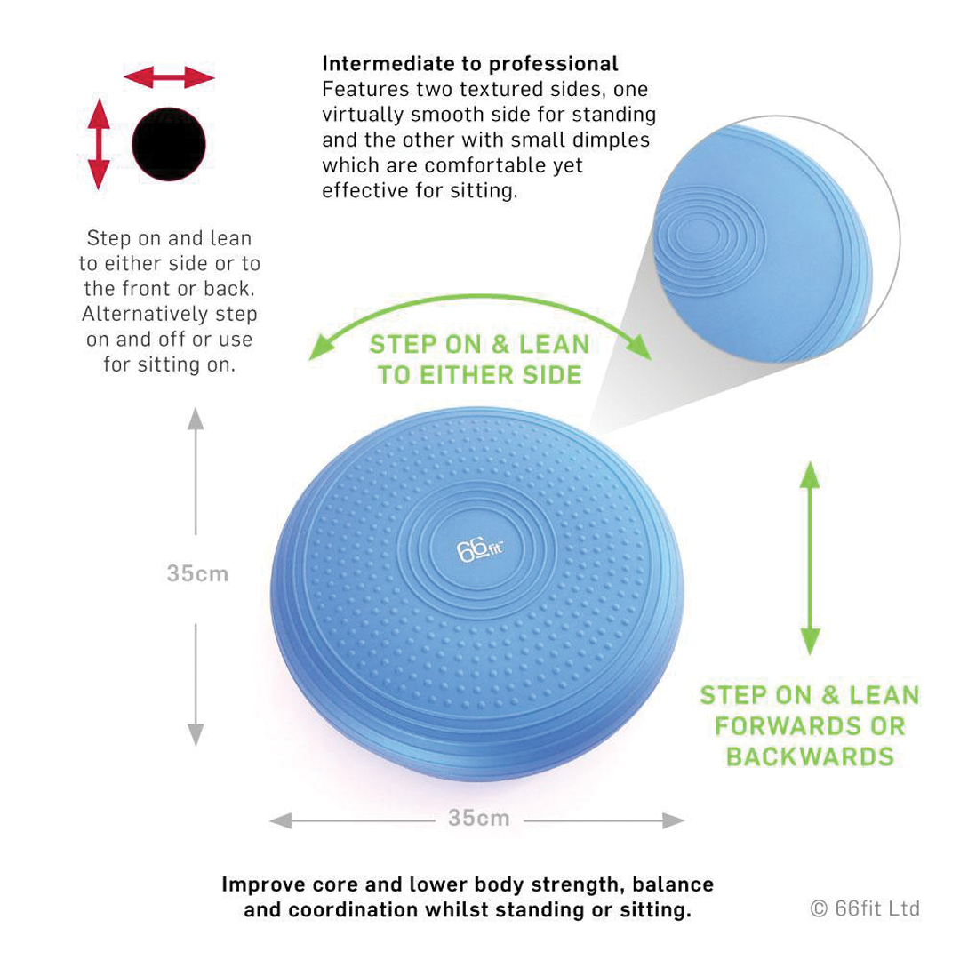 66Fit Advanced Balance Cushion & Pump - 33cm Stability Exercise Disc for Core Strength, Yoga & Physical Therapy - Home & Gym Fitness Equipment for Balance Training & Rehabilitation