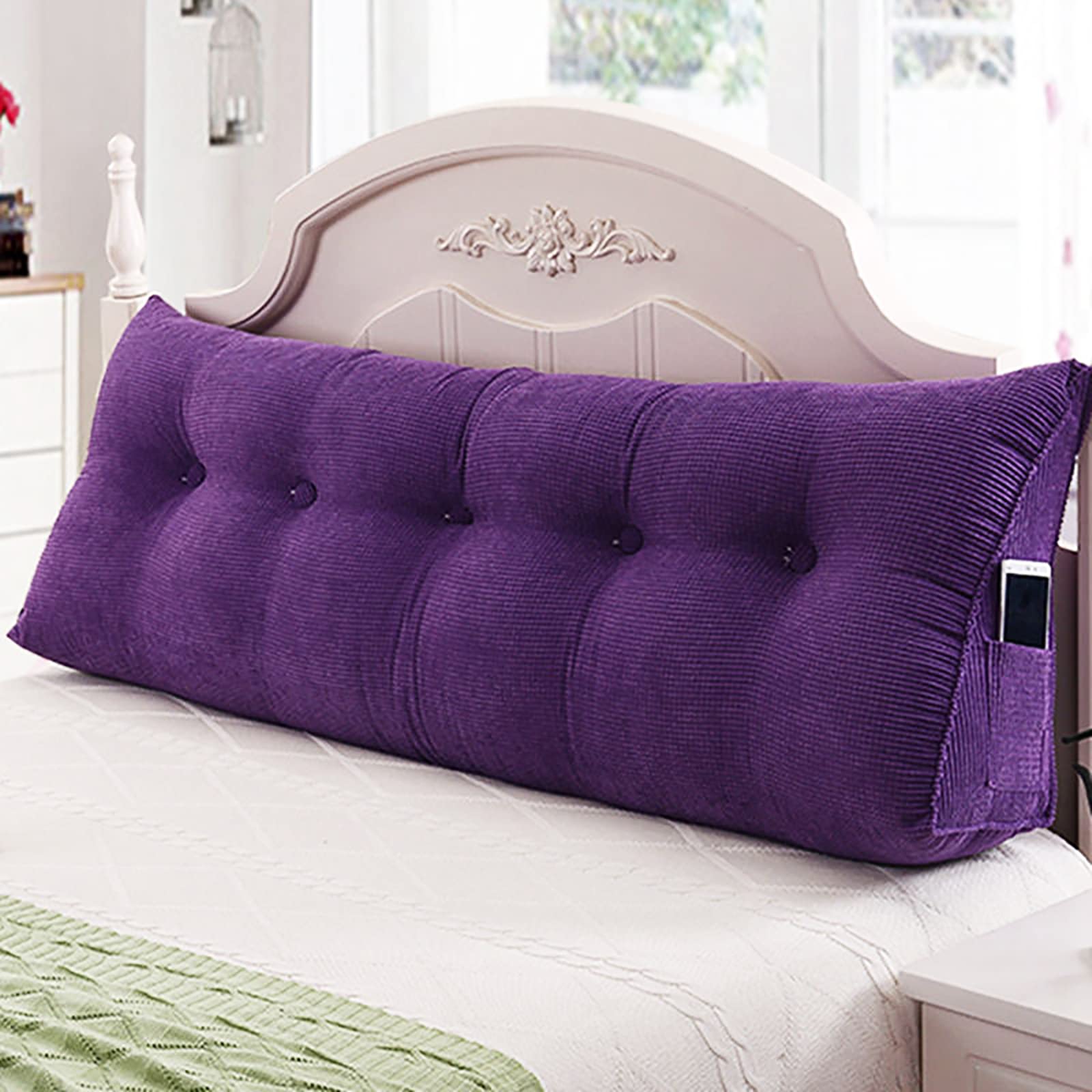 Bed Wedge Pillow for Headboard - Large Triangular Backrest Support Cushion, Velvet Daybed Pillow for Reading & Relaxing | Perfect for Back Support, Lounging, and Bedroom Decor