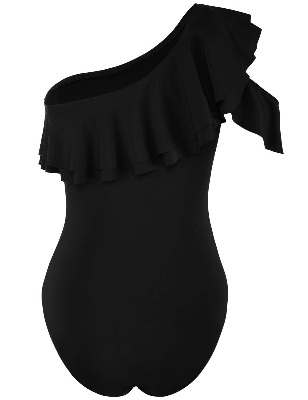 Hilor Women's One Shoulder Asymmetric One Piece Swimsuit with Ruffles - Sexy Bathing Suit for Beach, Pool Party & Summer Vacation