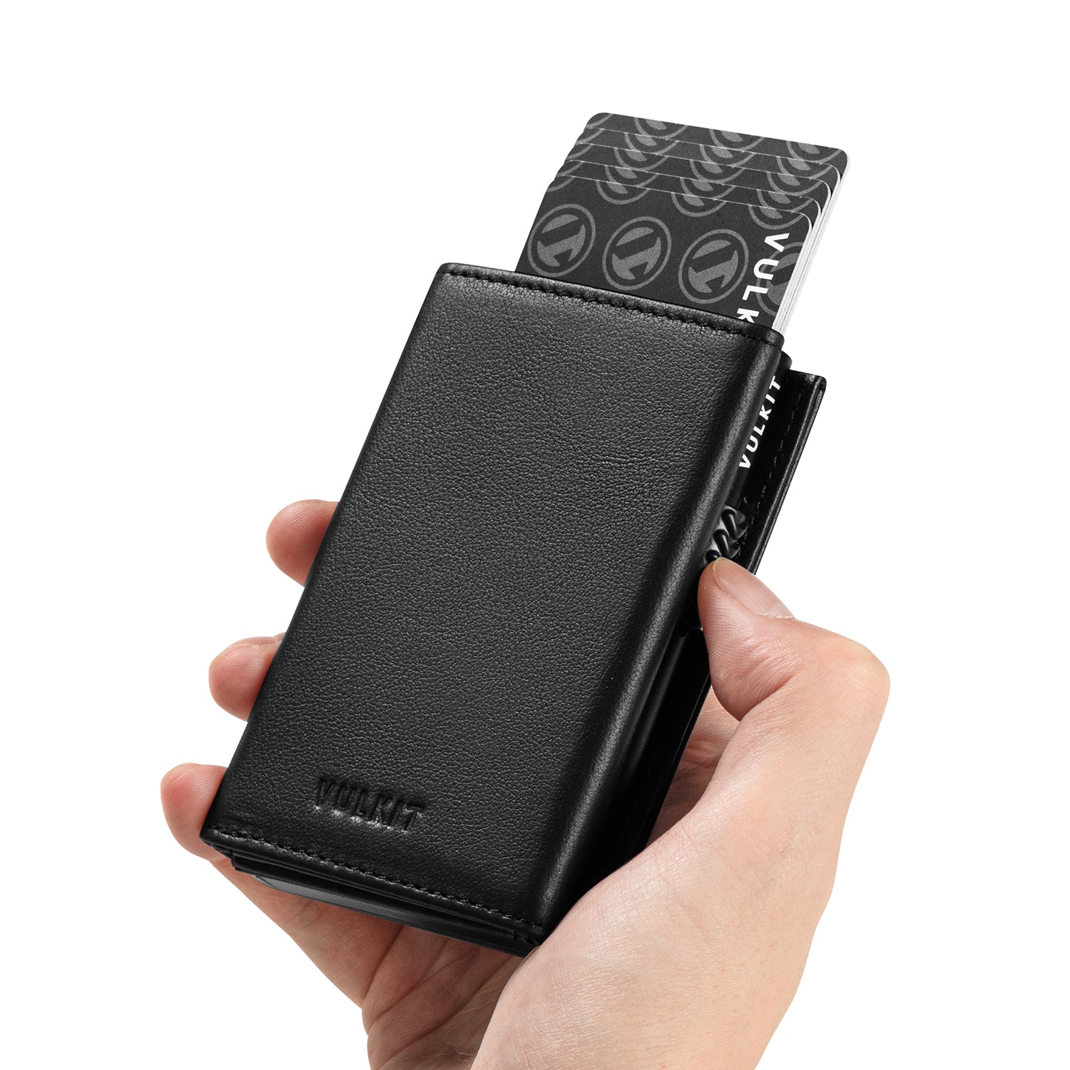 VC302P Genuine Leather Tri-Fold Wallet with Side Slider Mechanism, Back Zipper Slot & Magnetic Closure - Perfect for Men's Everyday Carry, Business & Travel