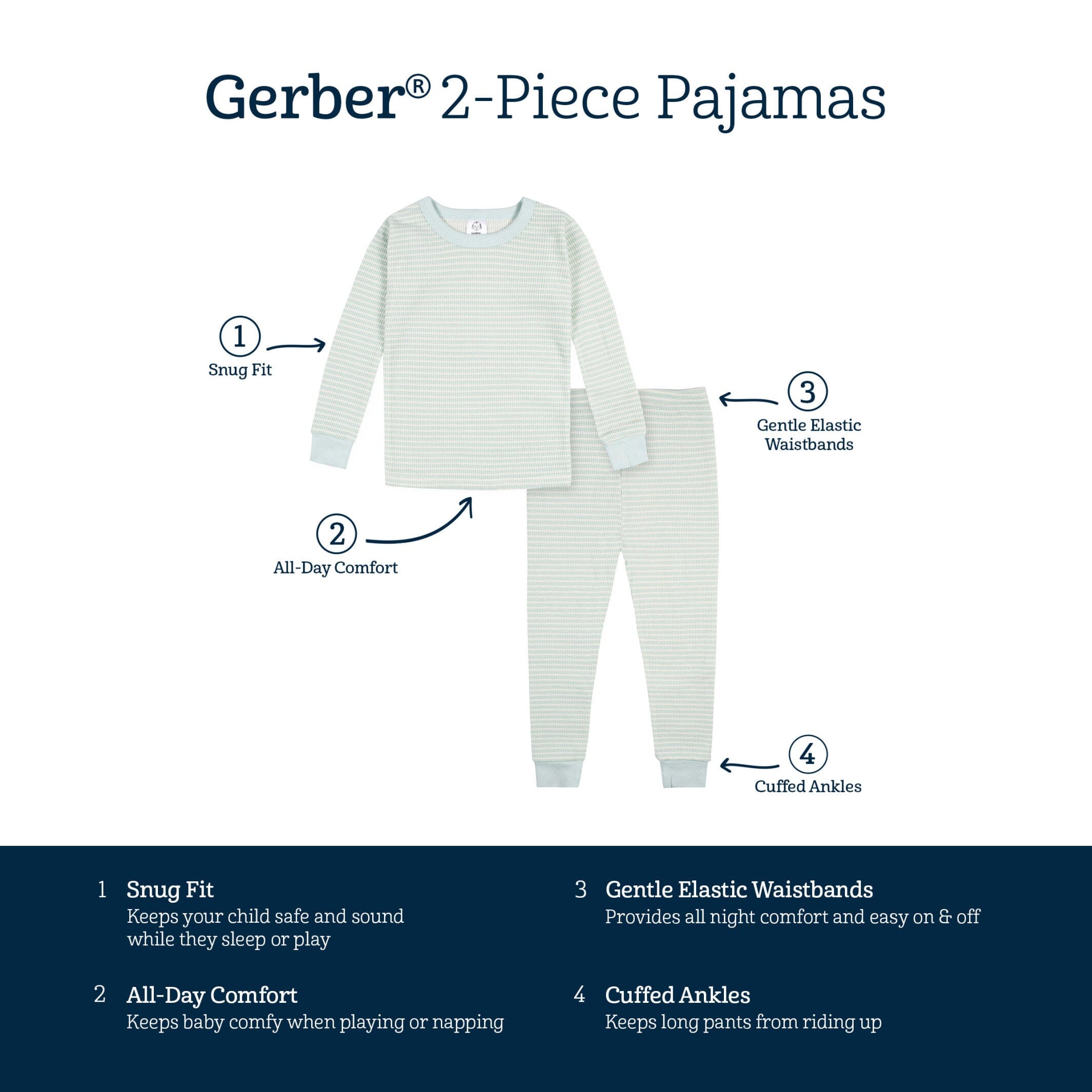 2-Piece Infant & Toddler Boys' Striped Snug Fit Pajama Set - Soft Cotton Sleepwear for Baby & Kids - Perfect for Bedtime & Lounging