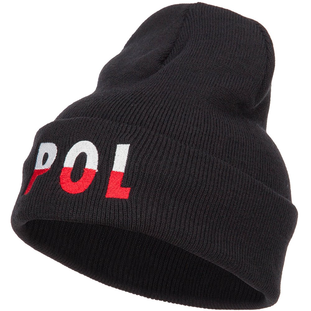 Poland POL Flag Embroidered Winter Beanie Hat - Warm Knit Skull Cap for Men & Women - Perfect for Skiing, Snowboarding & Outdoor Activities