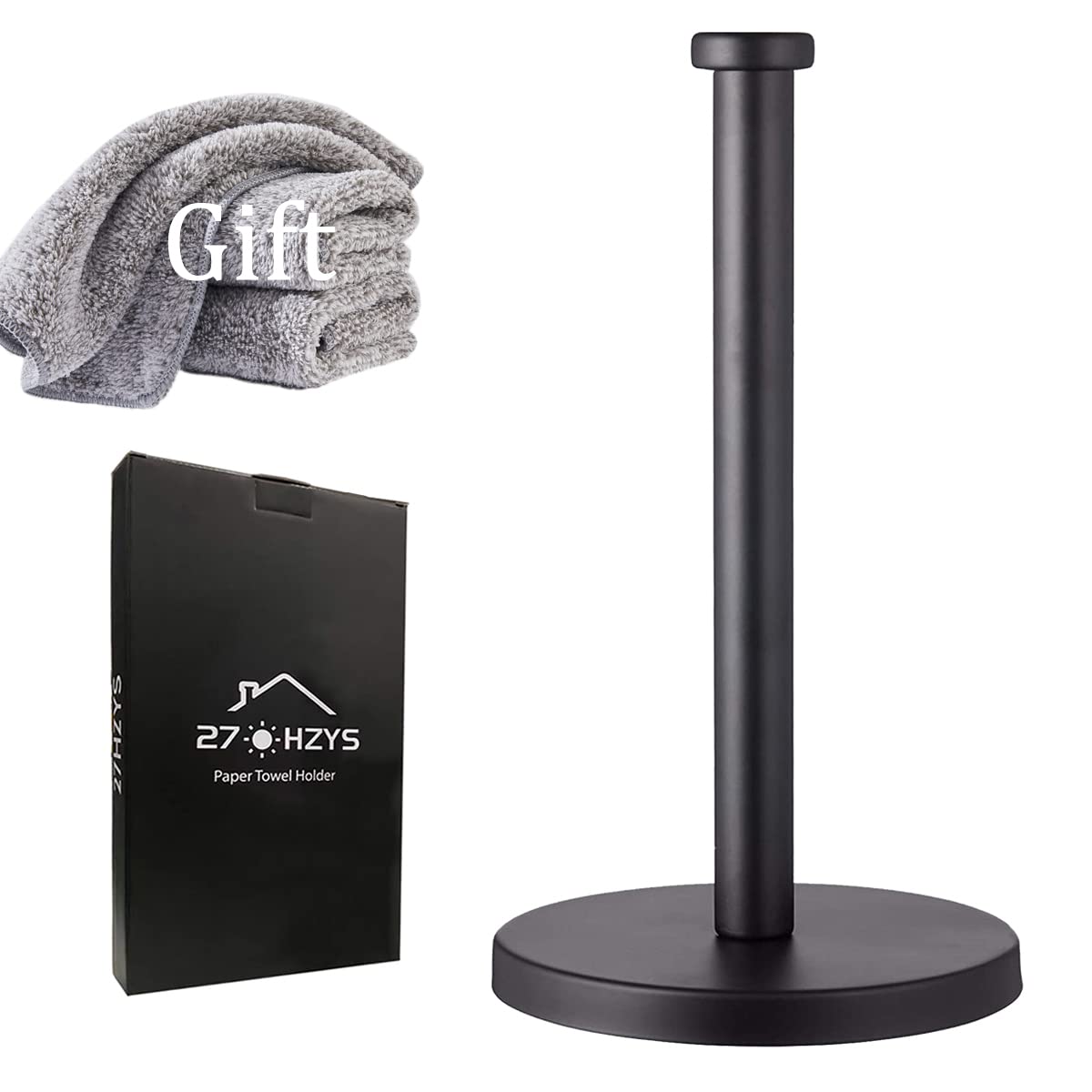 Stainless Steel Paper Towel Holder - Black Countertop Towel Rack for Kitchen, Bathroom & Office | Durable & Space-Saving Design