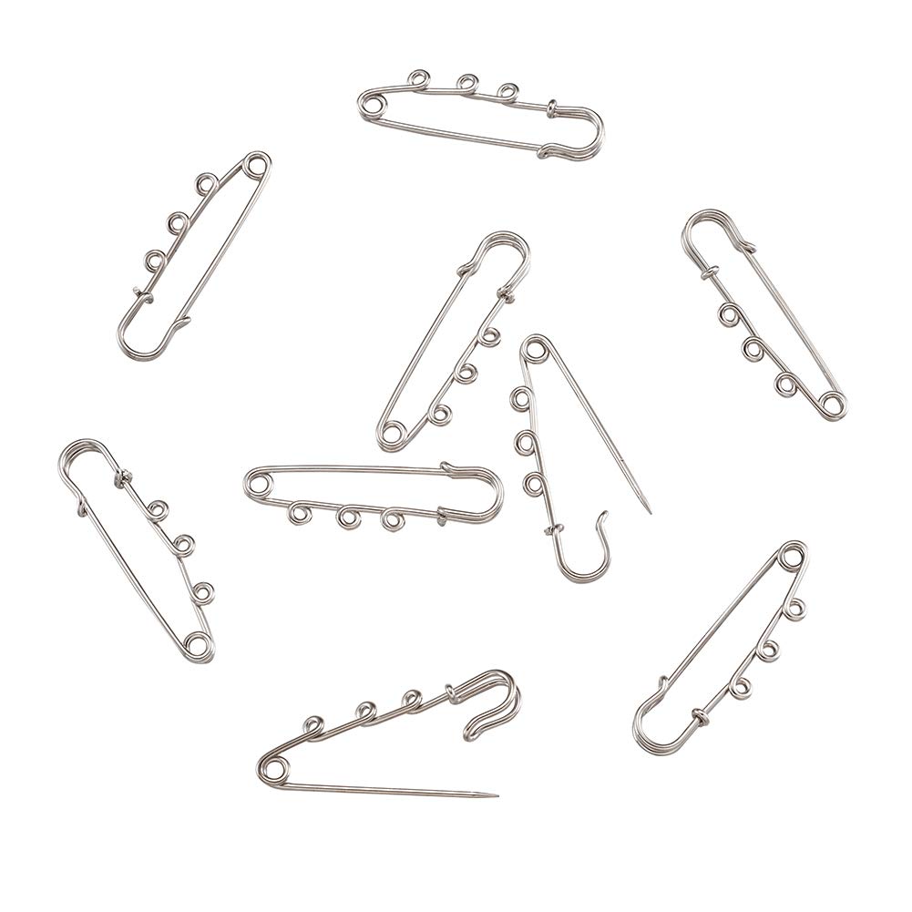 20Pcs 2 Inch Heavy Duty Platinum Iron Safety Pins with 3 Loops - Decorative Metal Kilt Pins for Brooch Making, Clothing, Blankets & Knitted Fabric - DIY Crafts, Costume Accessories & Home Decor