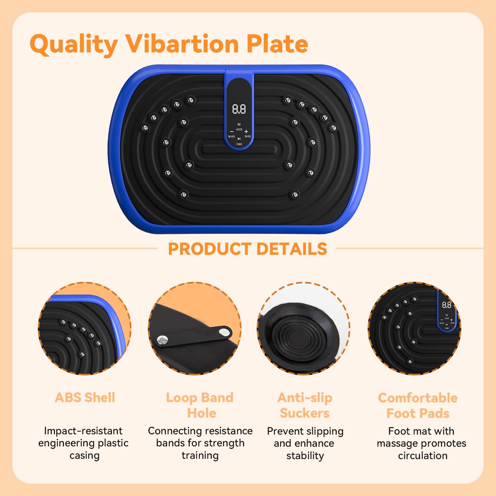 UCIN Vibration Plate Exercise Machine for Weight Loss & Home Fitness - 330 Lbs Capacity Vibrating Platform with Resistance Bands & Pilates Ball - Lymphatic Drainage & Muscle Toning for Women & Men - Perfect for Home Gym, Office Workout & Physical Therapy