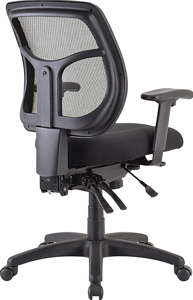 Eurotech Apollo Multi-Function Swivel Office Chair with Mesh Back & Fabric Seat - Black (Model MFT9450) - Ergonomic Desk Chair for Home & Office Workspaces