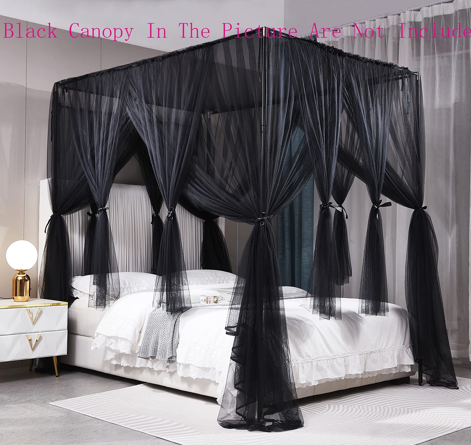 Mengersi Twin Canopy Bed Frame - Black for Bedroom Decor & Dreamy Nights