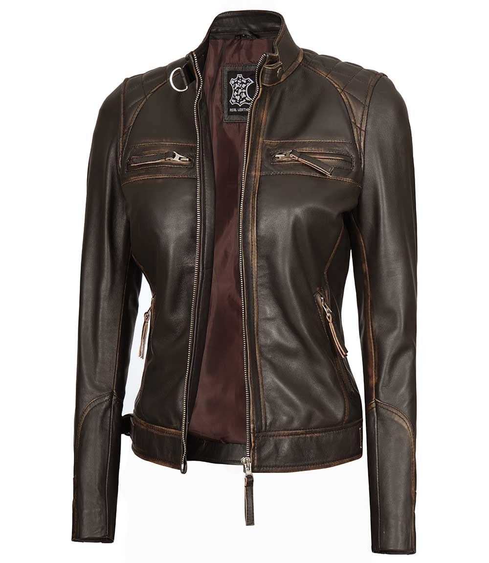 Blingsoul Women's Motorcycle Style Leather Jacket - Genuine Leather Biker Jacket for Women | Perfect for Riding, Night Out & Fashion Statement