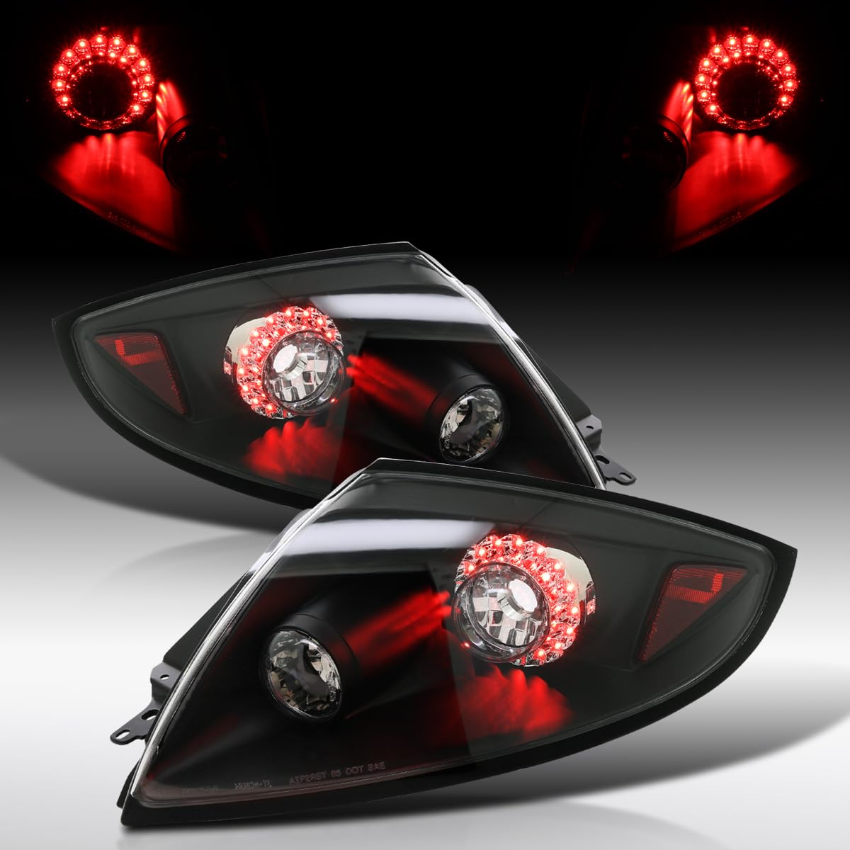 AUTOZENSATION LED Tail Lights Compatible with 2006-2011 Mitsubishi Eclipse - Left & Right Pair Assembly, Black Housing with Clear Lens - Upgrade Your Car's Rear Lighting for Enhanced Visibility & Style